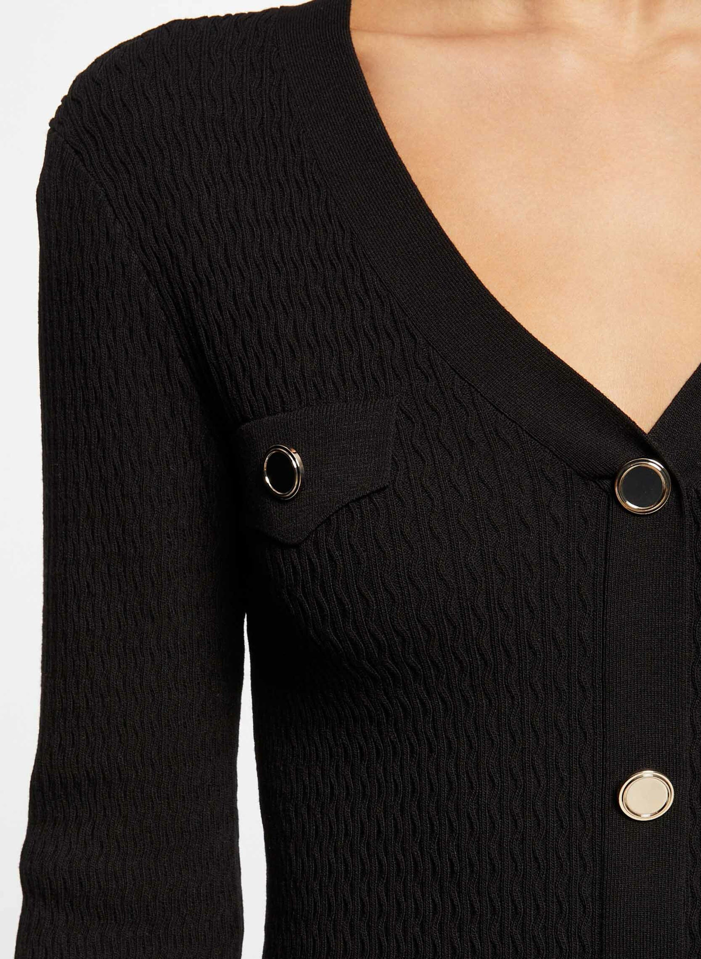 Eng anliegendes Strickkleid mit 3/4-Ärmeln MORGAN Schwarz