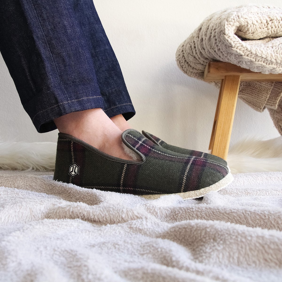 Fabric Charentaise slippers JULES & JENN Green