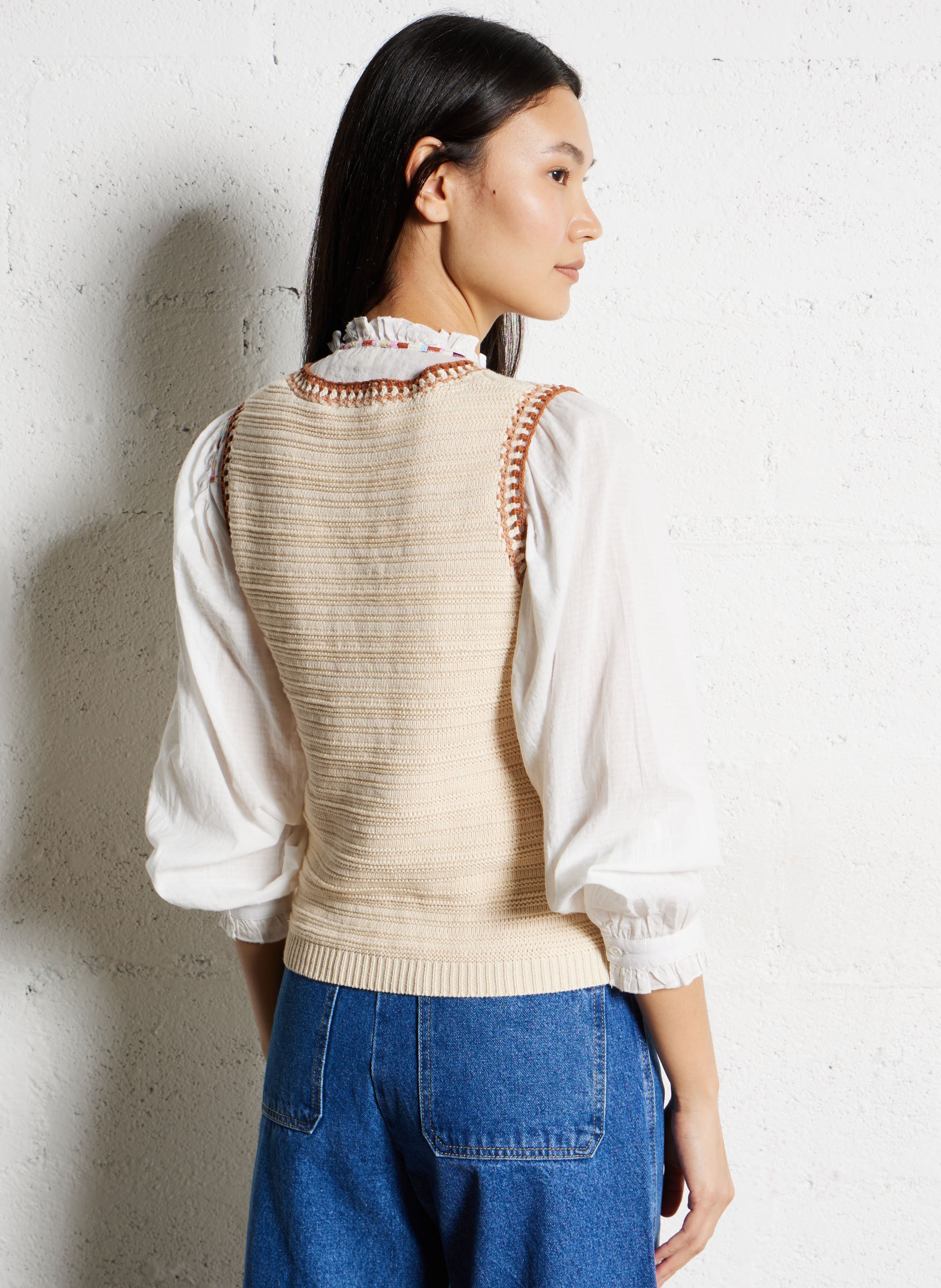 Straight-cut cotton V-neck cardigan LA PETITE ETOILE Beige