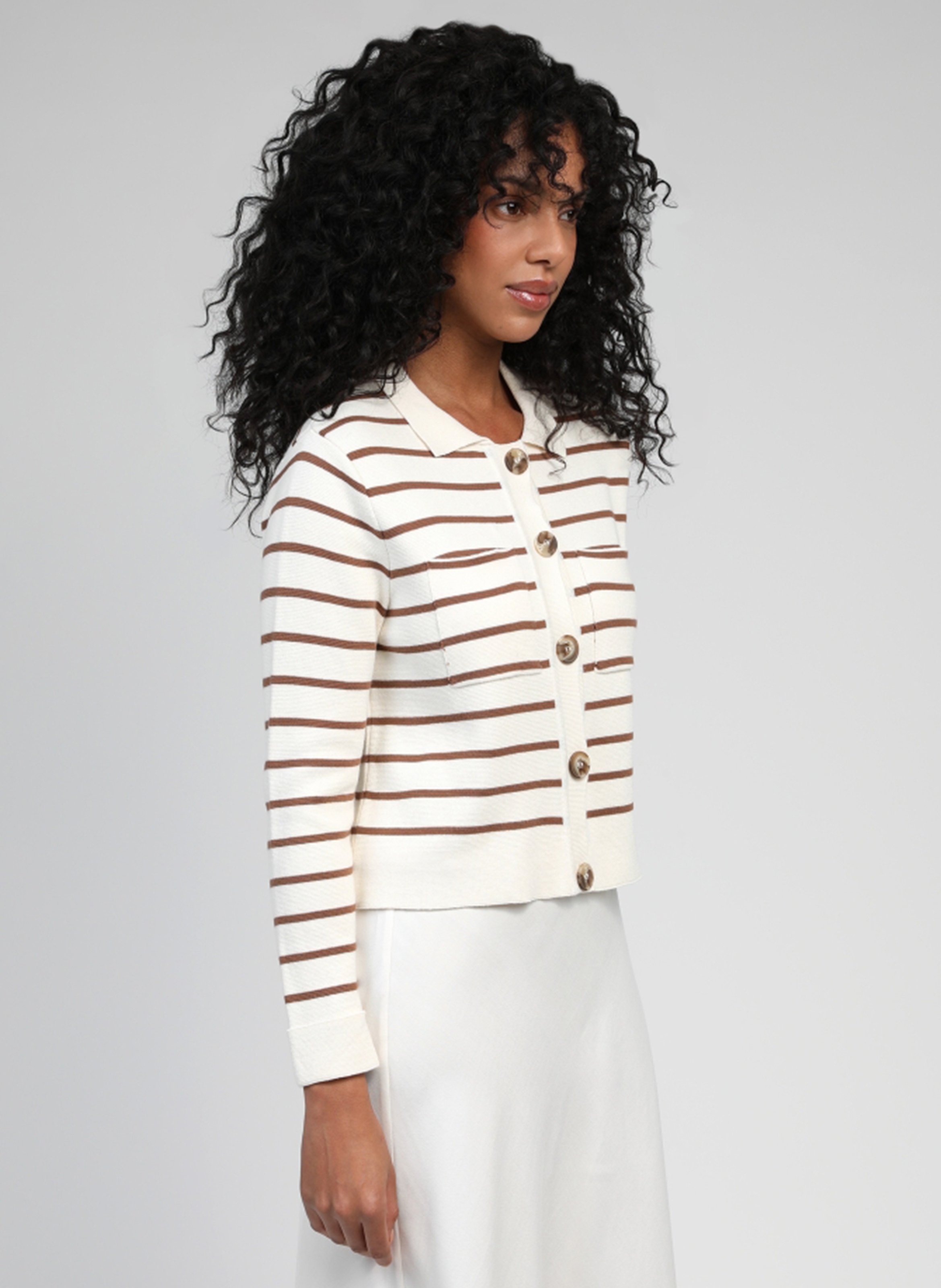 Buttoned striped cardigan AN'GE Brown