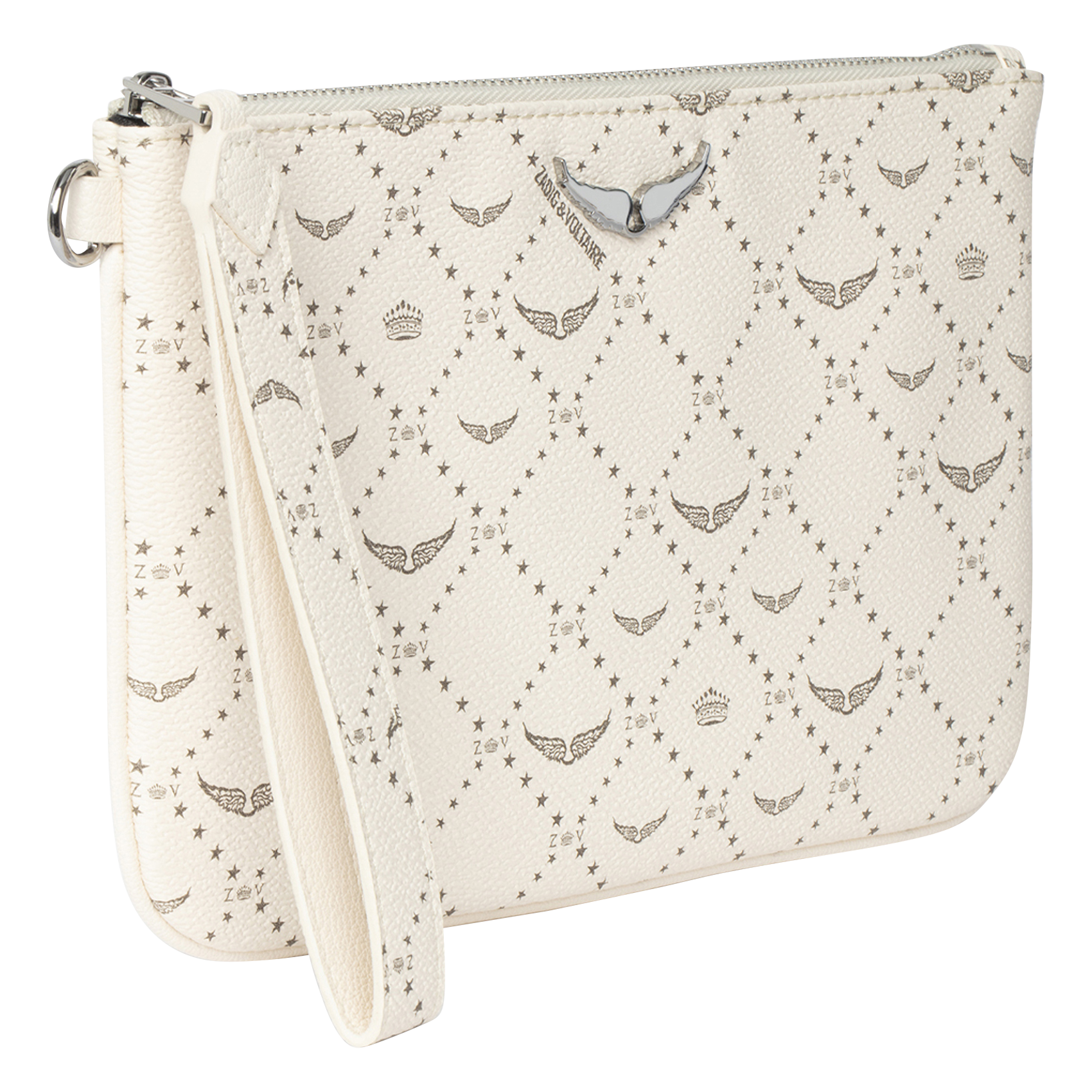 Pochette en toile monogramme ZADIG&VOLTAIRE Blanc