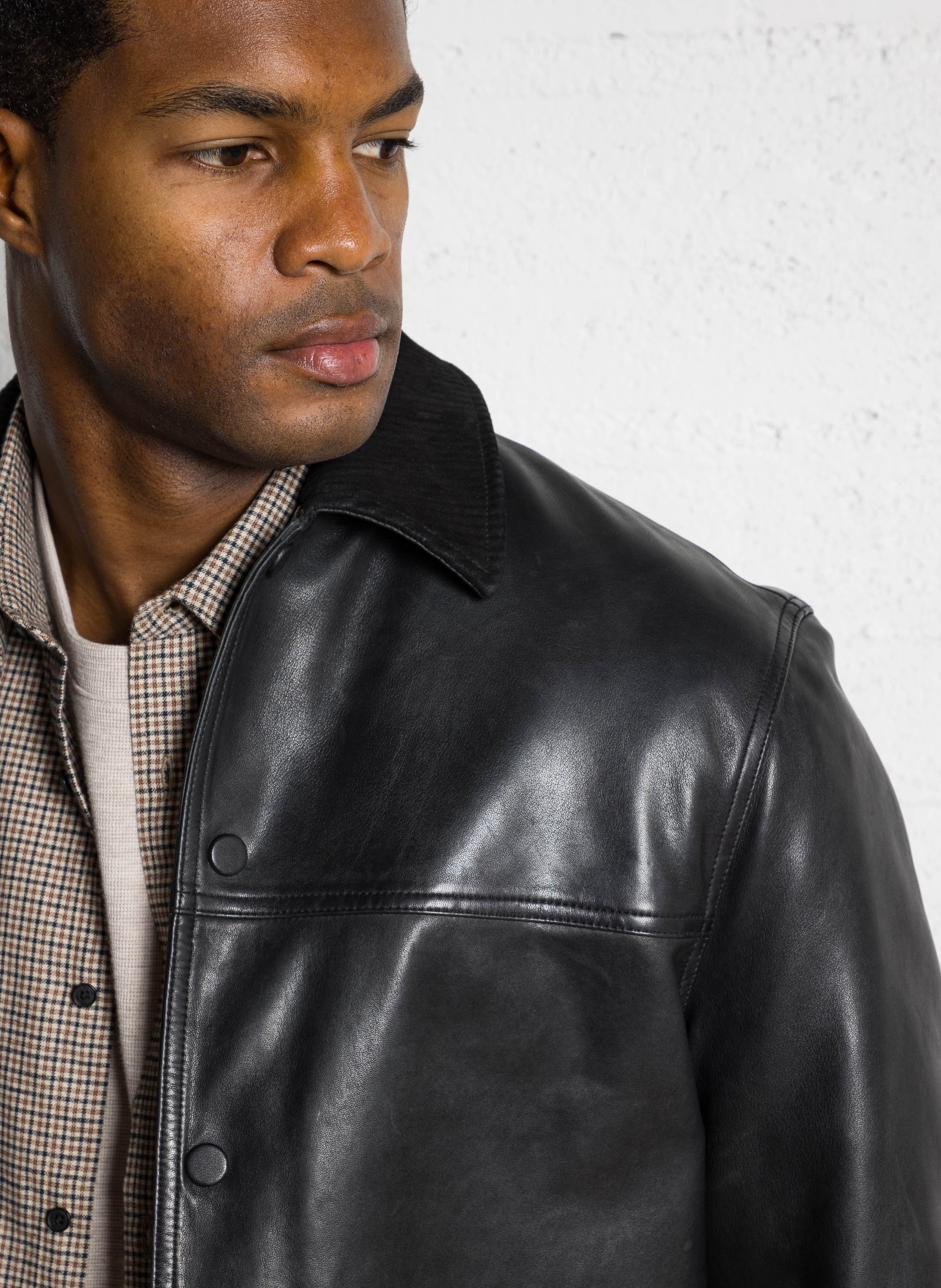 Gerade geschnittener Lederblouson mit klassischem Kragen IKKS Schwarz