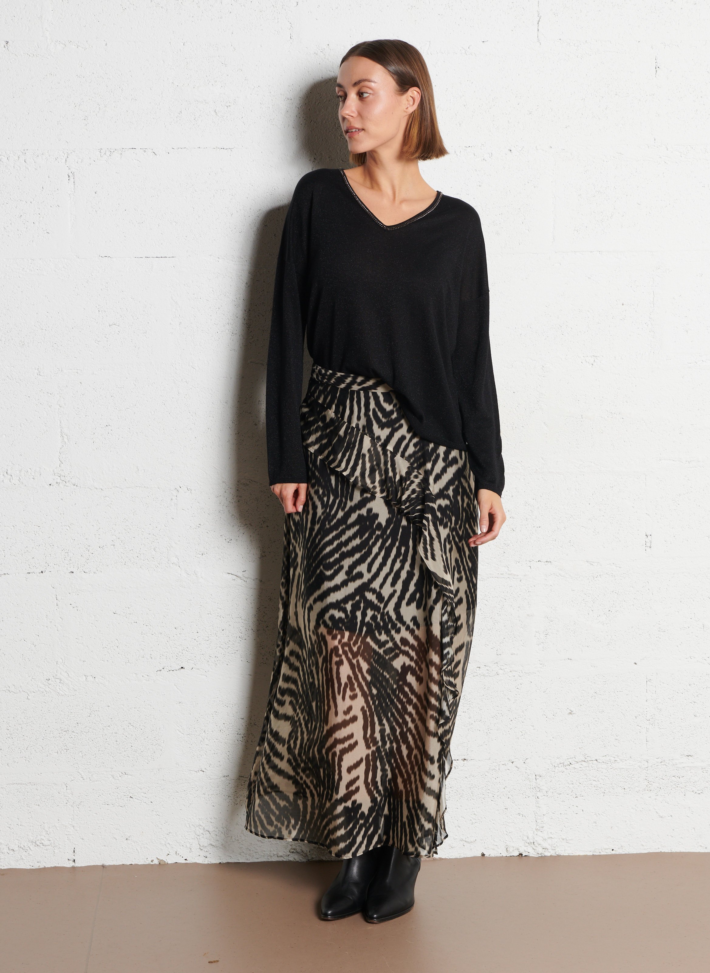 Long A-line skirt IKKS Black