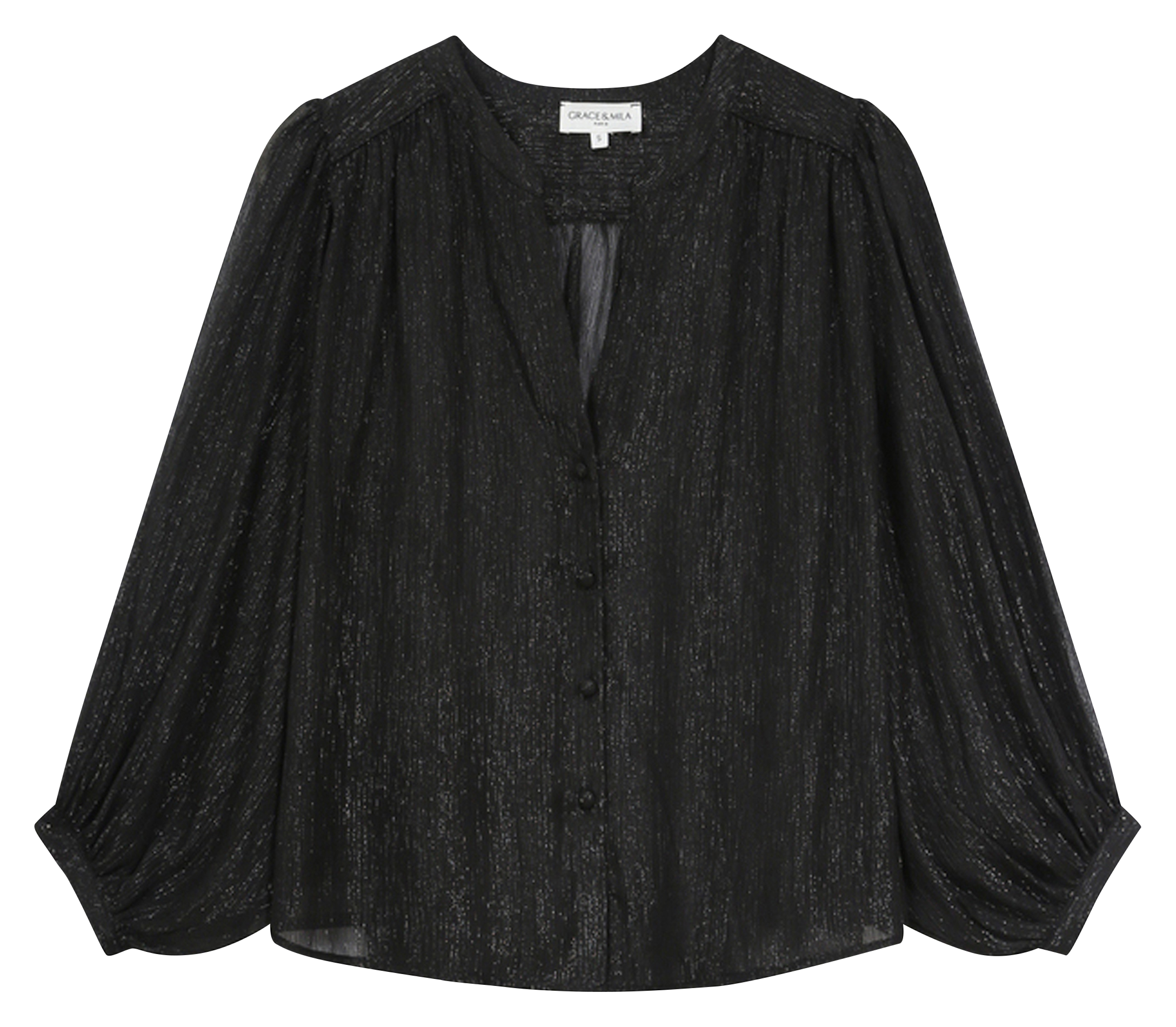 Bluse mit V-Ausschnitt GRACE ET MILA Schwarz