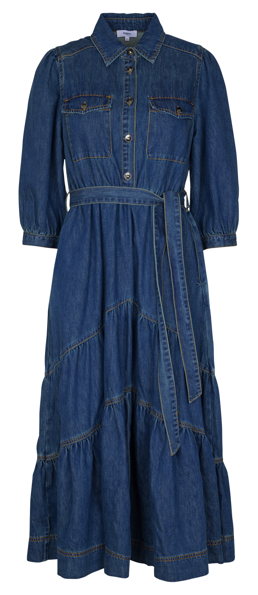 Robe midi cintrée en coton mélangé SUNCOO Bleu