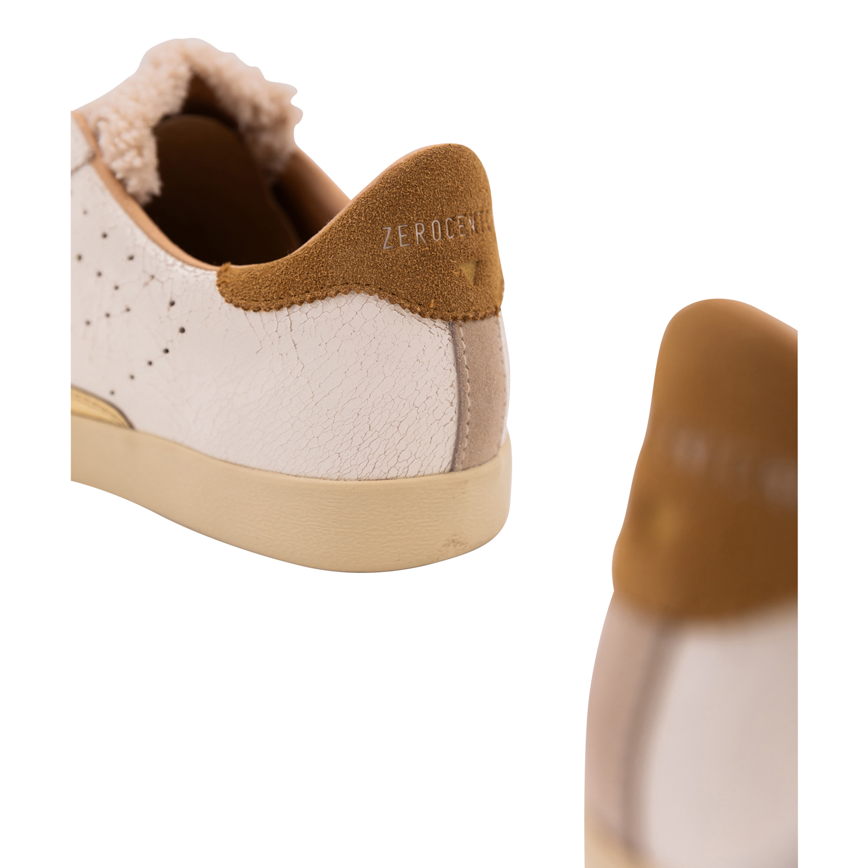 Baskets basses en cuir craquelé  0'105 Beige