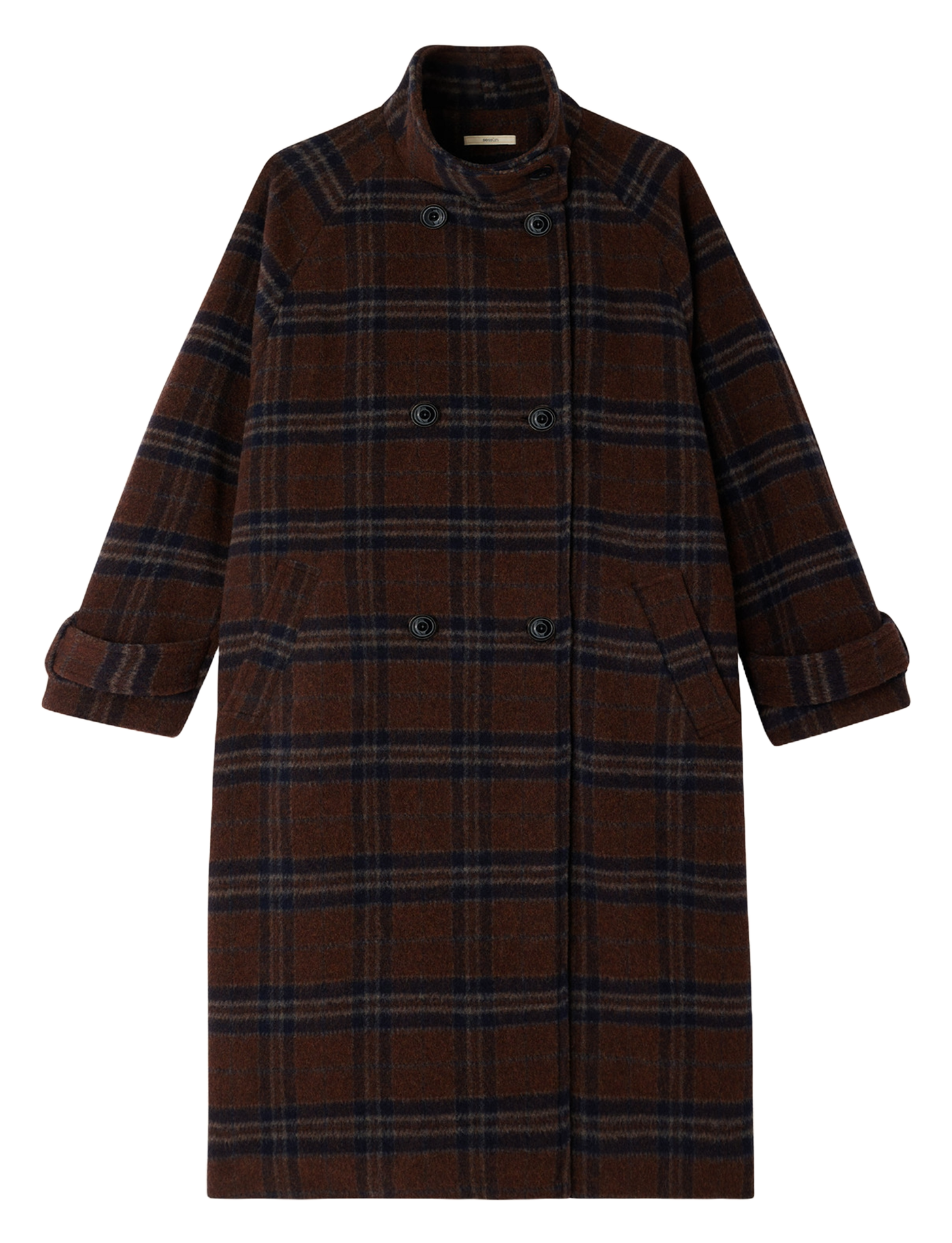 Manteau col montant en laine mélangée SESSUN Bleu