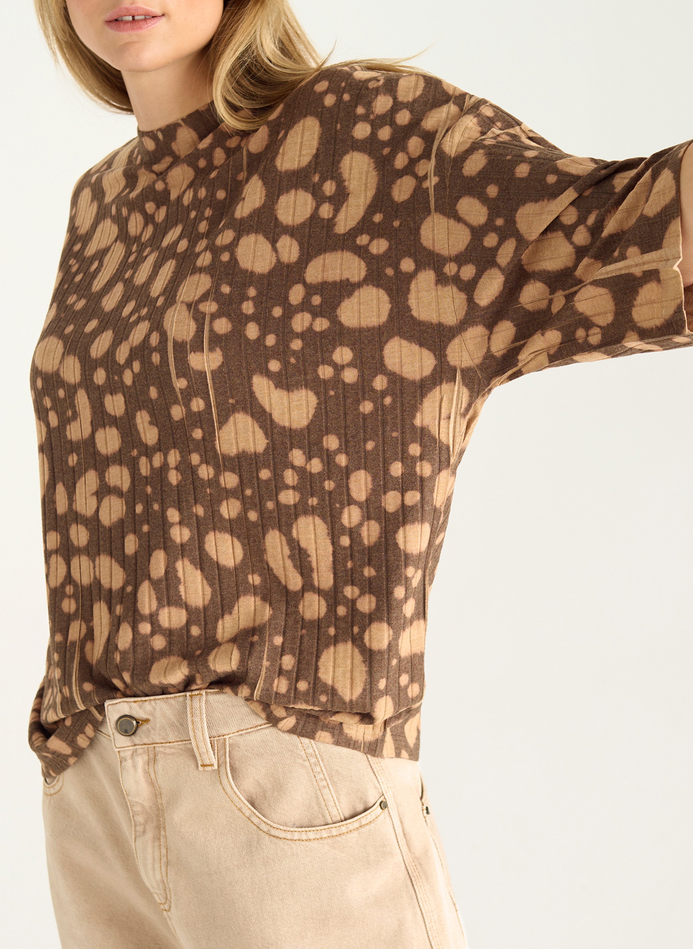 Oversized T-shirt with print COTELAC Brown