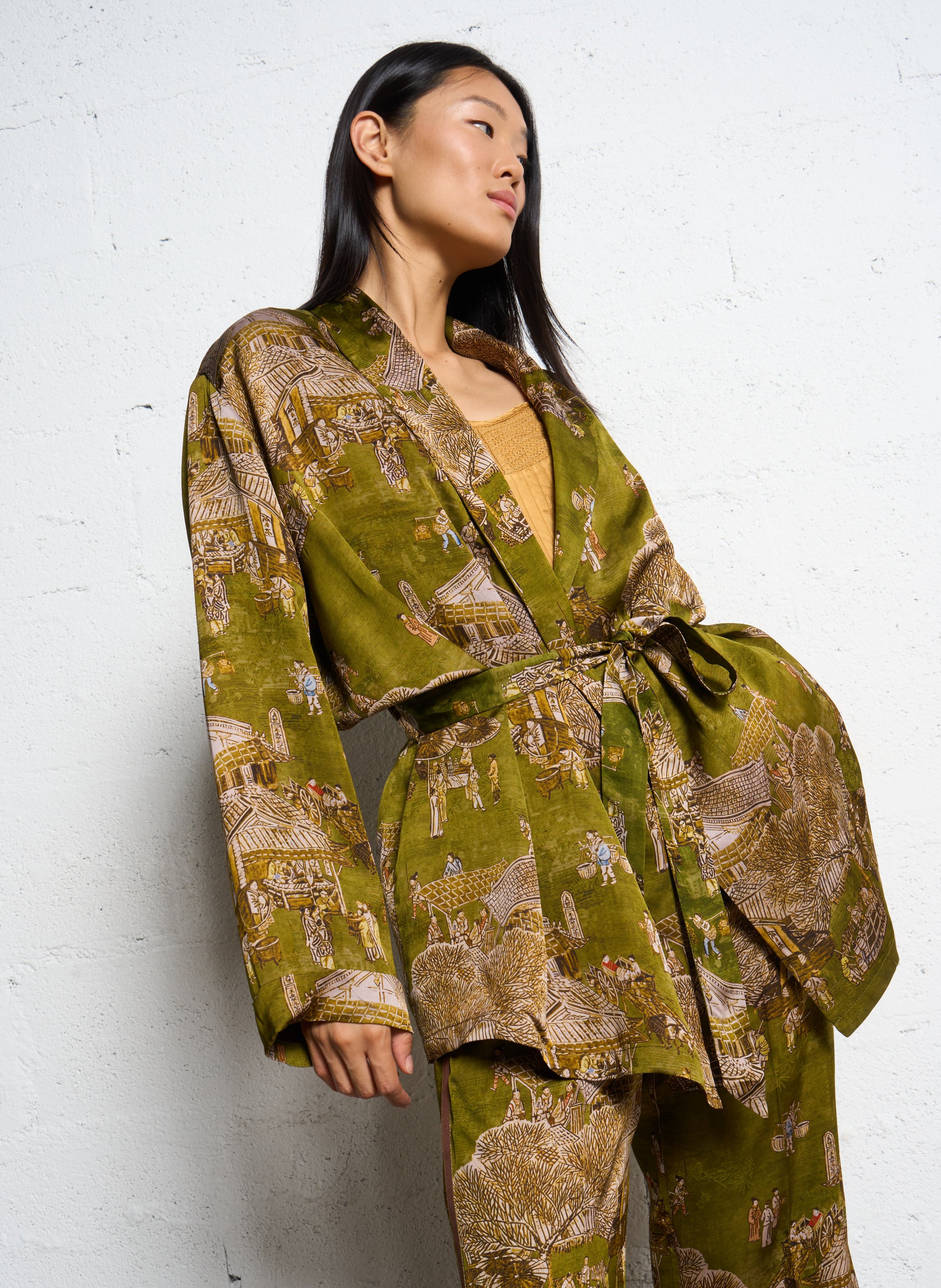 Veste kimono imprimée MES DEMOISELLES Vert