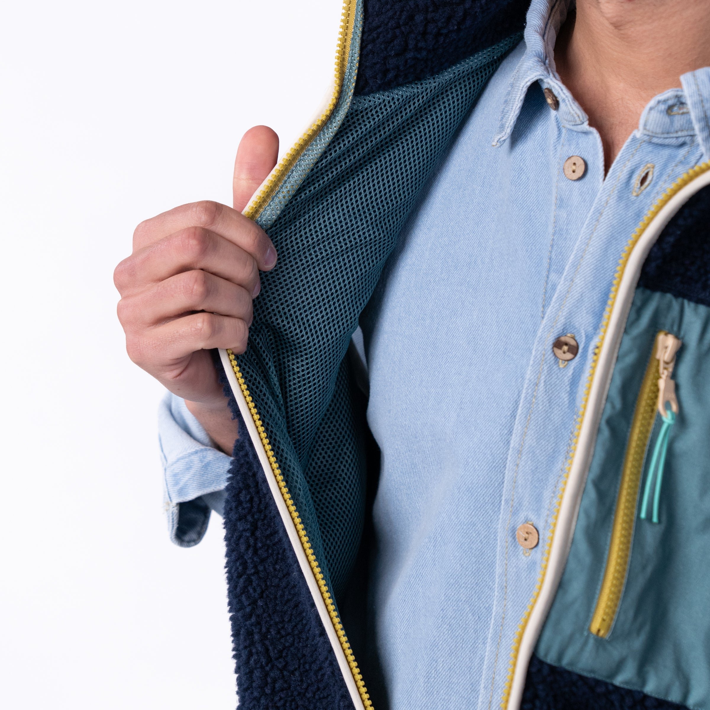 Sleeveless Sherpa Zip-Up Vest BILLYBELT Blue