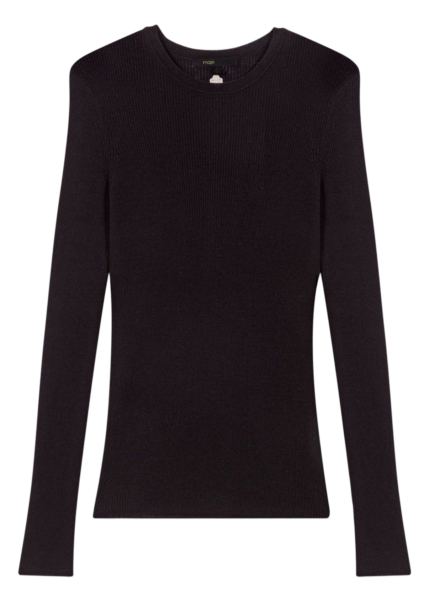 Pull col rond en laine mélangée MAJE Noir