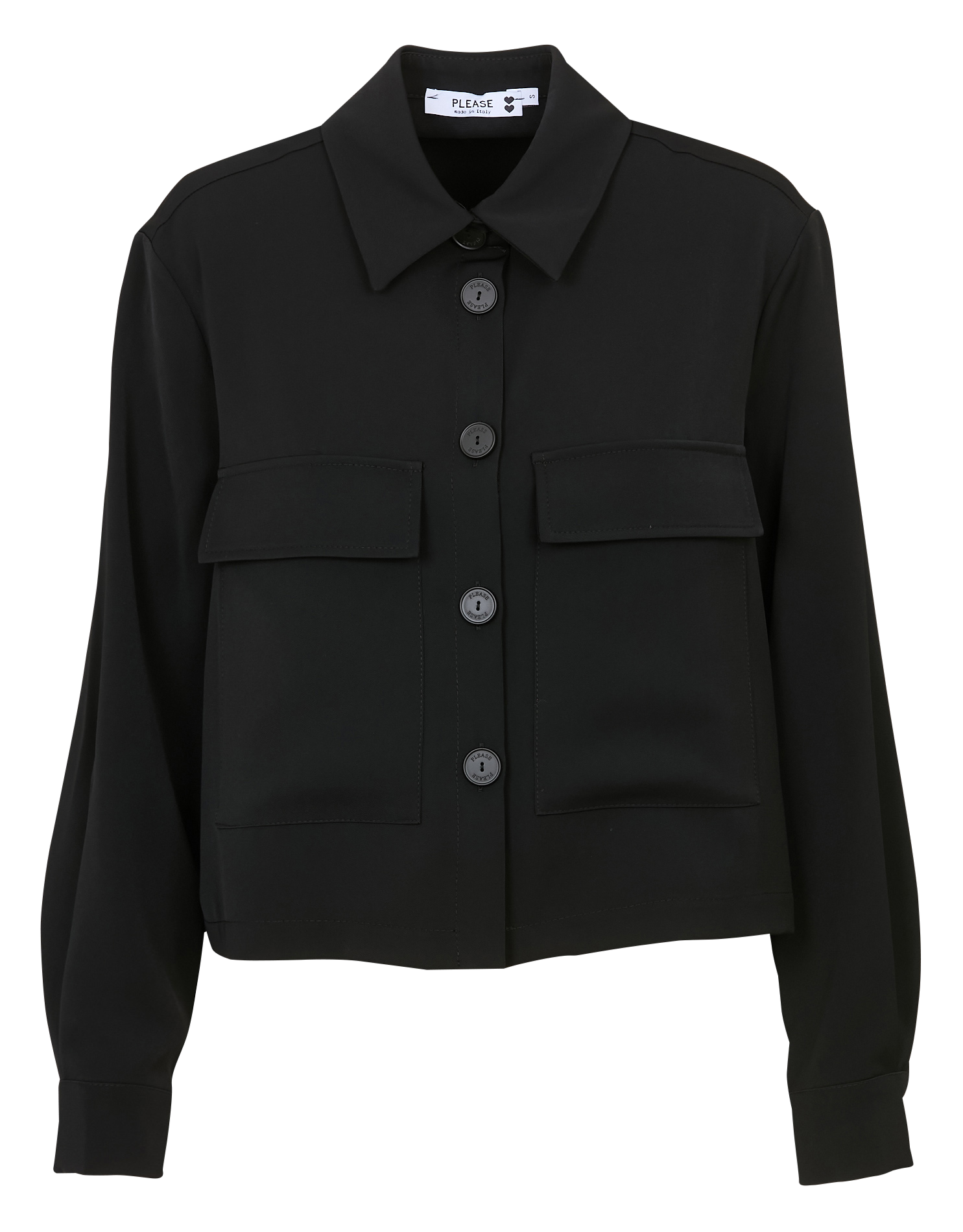 Short straight shirt with classic collar PLEASE Black