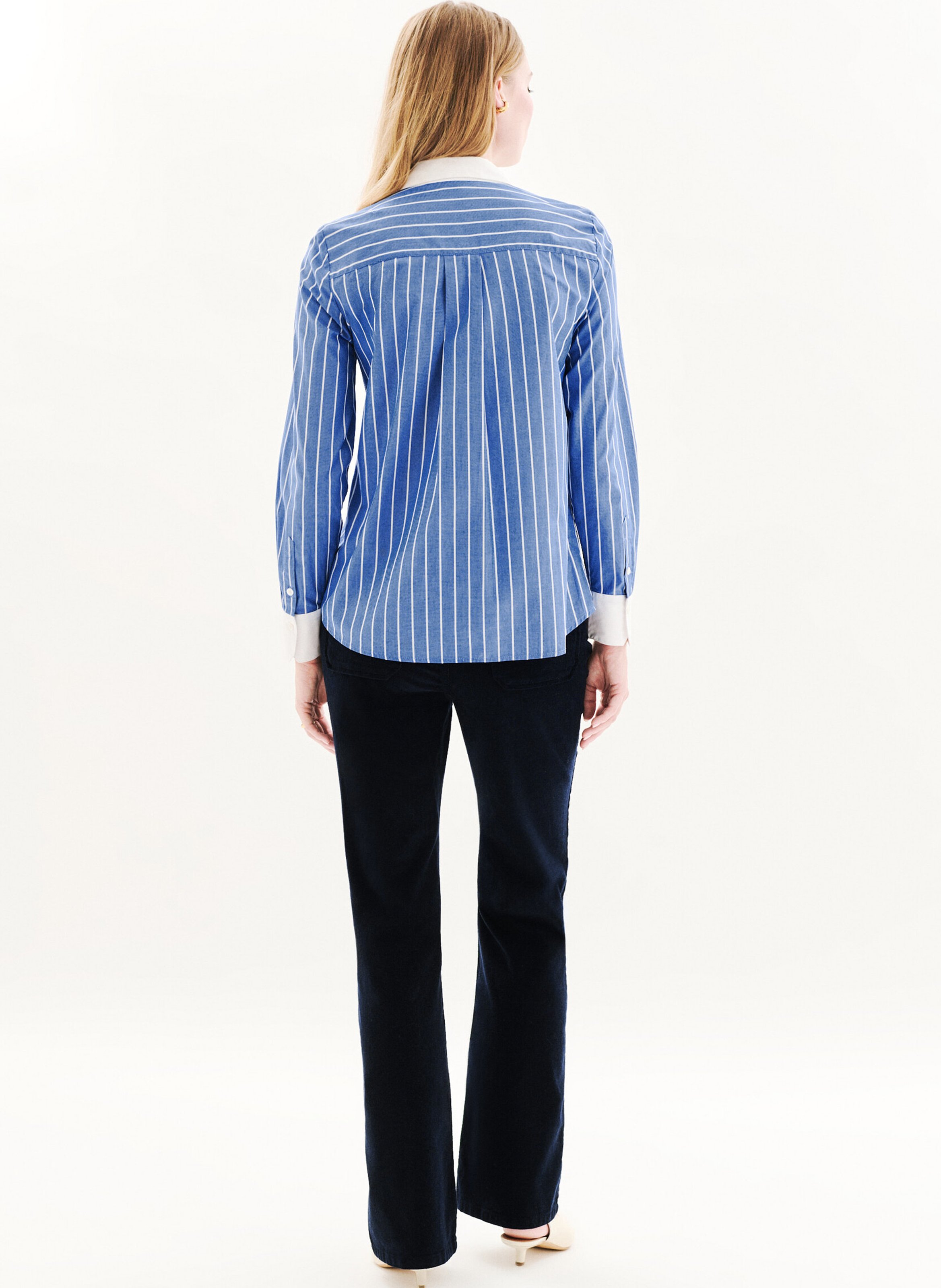 Straight-cut striped cotton shirt with classic collar CAROLL Blue