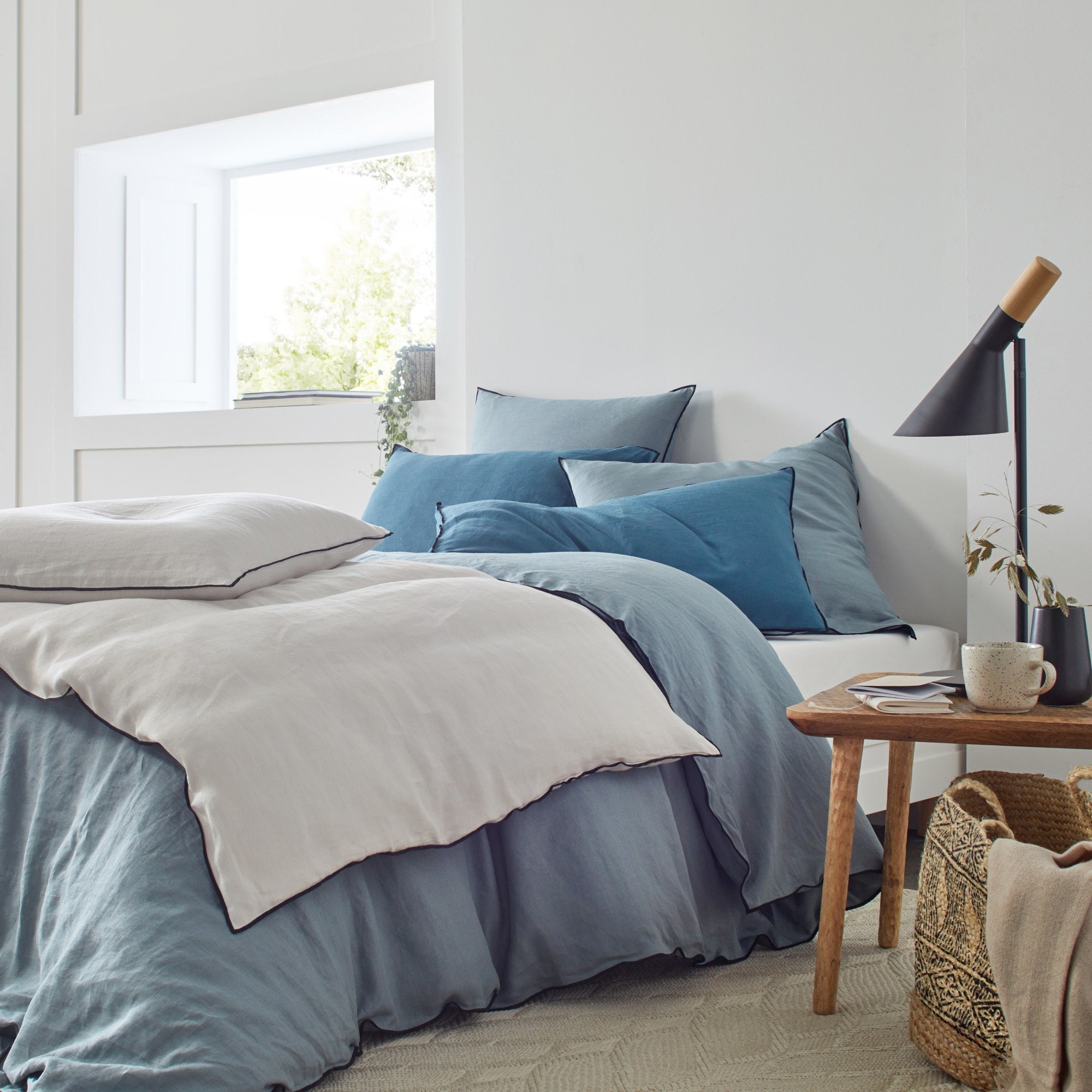 Set of 2 cotton pillowcases MADURA Blue