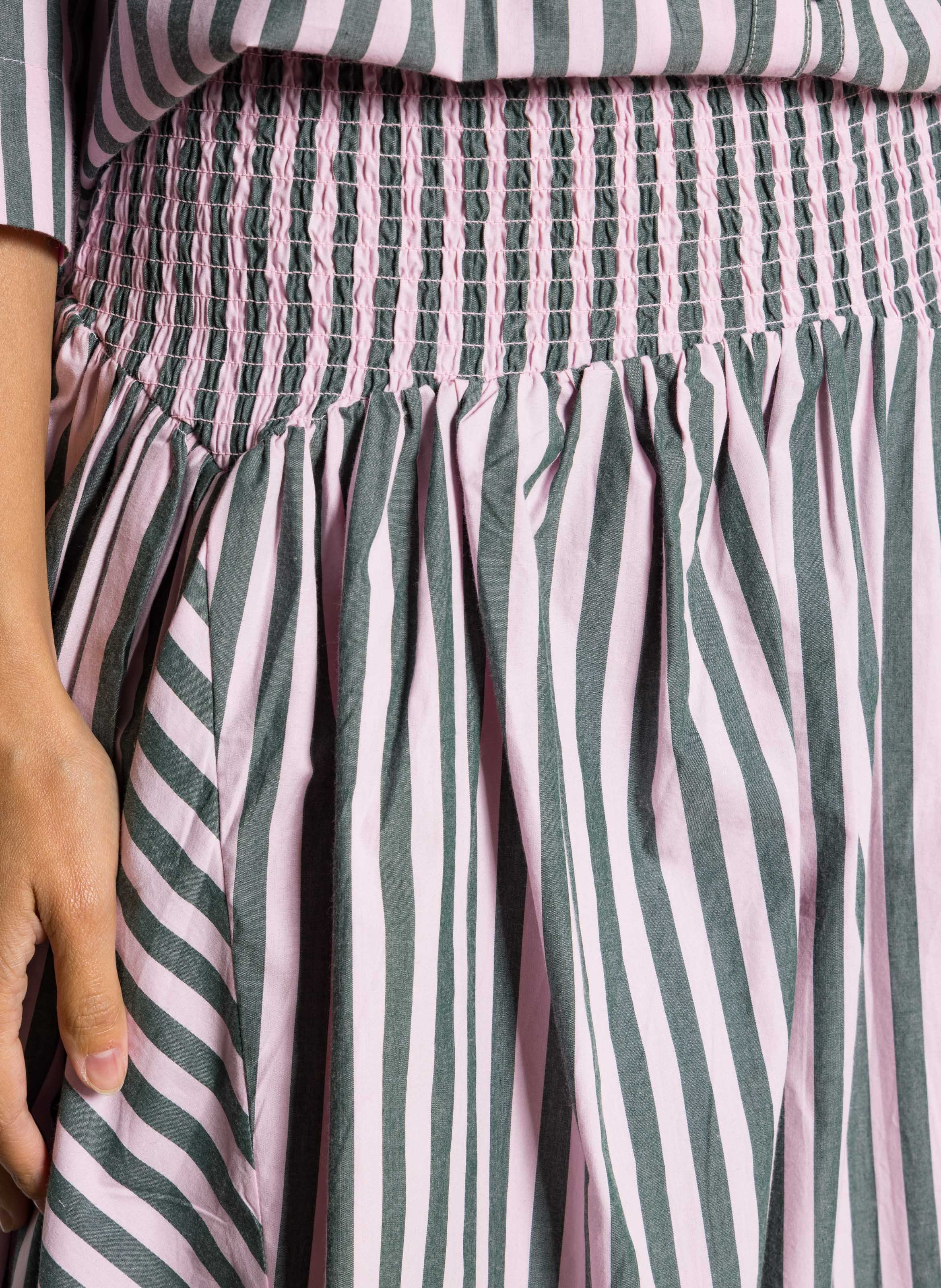 Jupe longue évasée rayée en coton bio DAMSON MADDER Multicolore