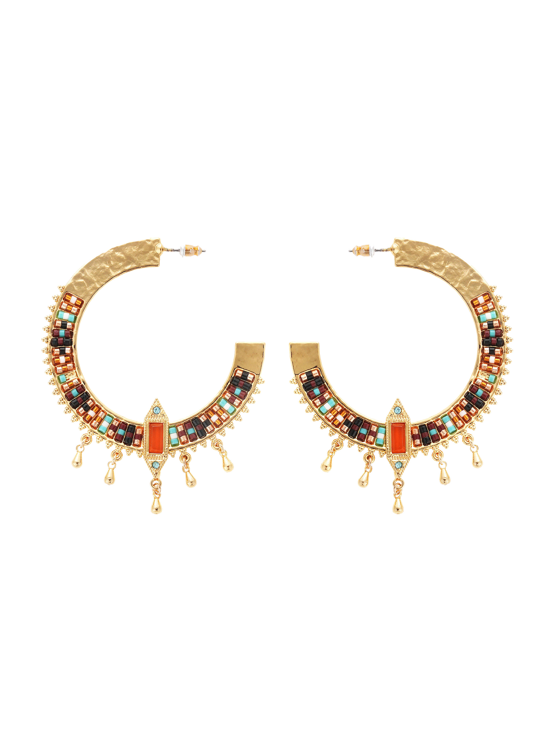 Hoop earrings with beads HIPANEMA Blue