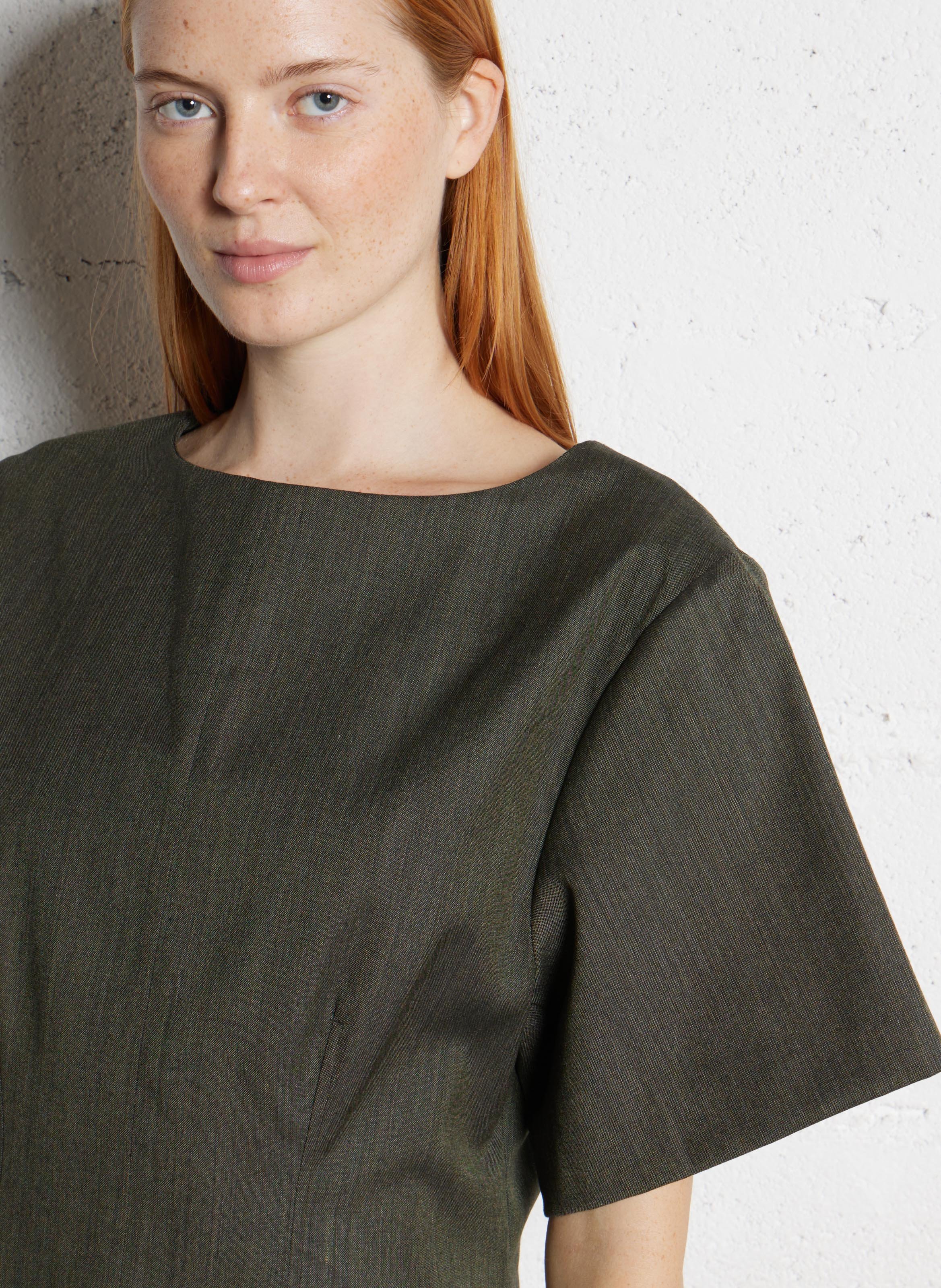 Short round-neck wool-blend dress SOEUR Khaki