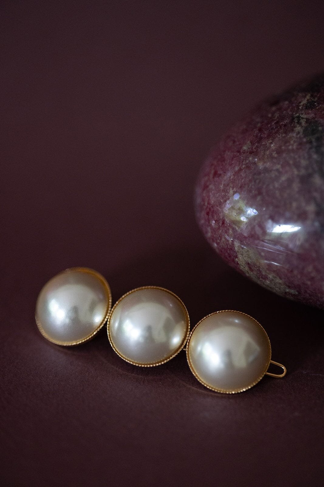 Maxi gold plated bead barrette MONSIEUR SIMONE Golden