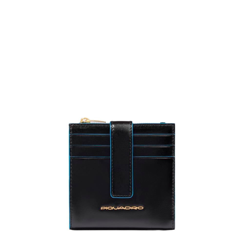 Women's leather credit card holder with coin pocket and RFID protection PIQUADRO Black