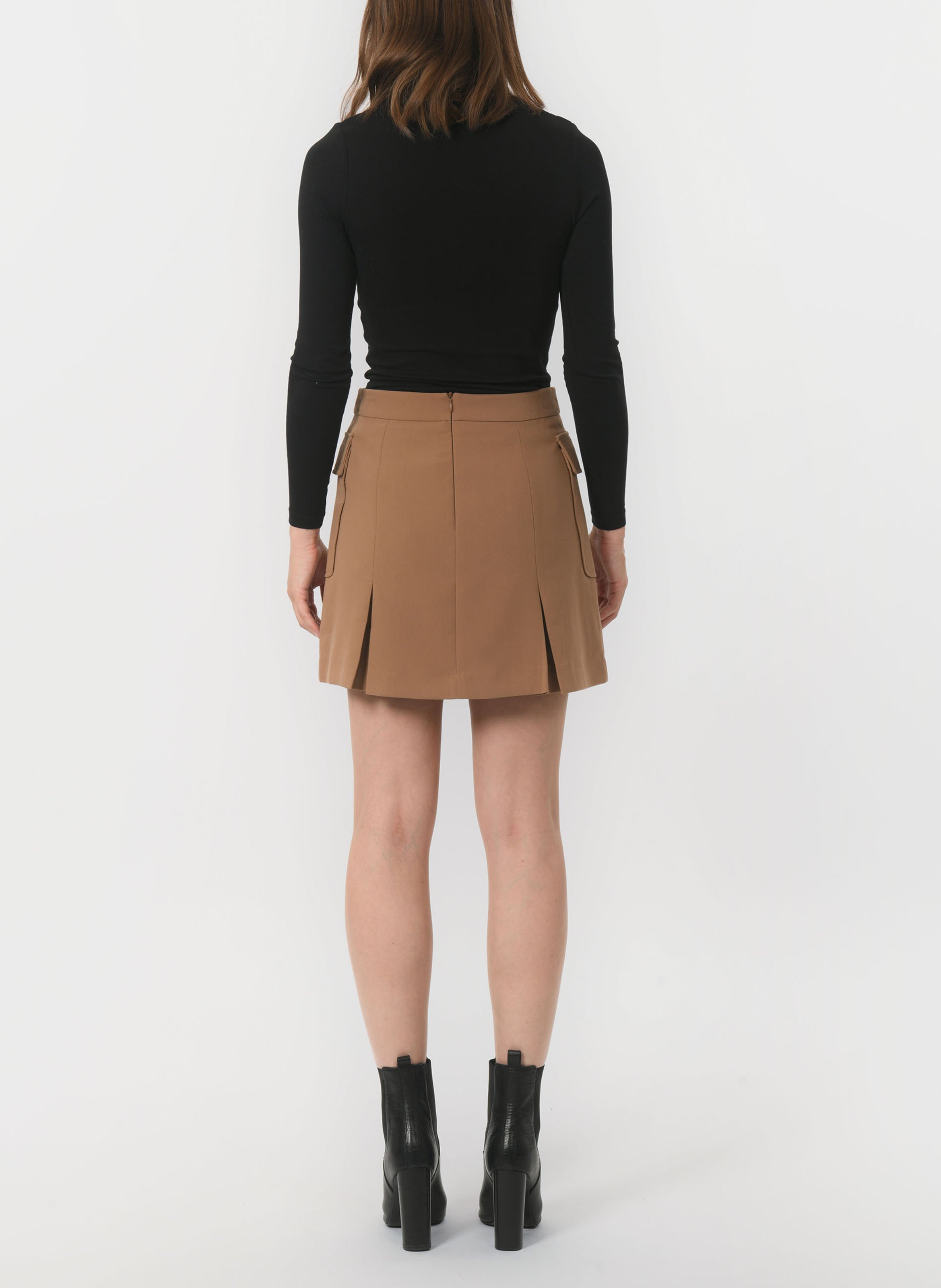 Mini jupe unie plissée à poches  KOOKAI Beige