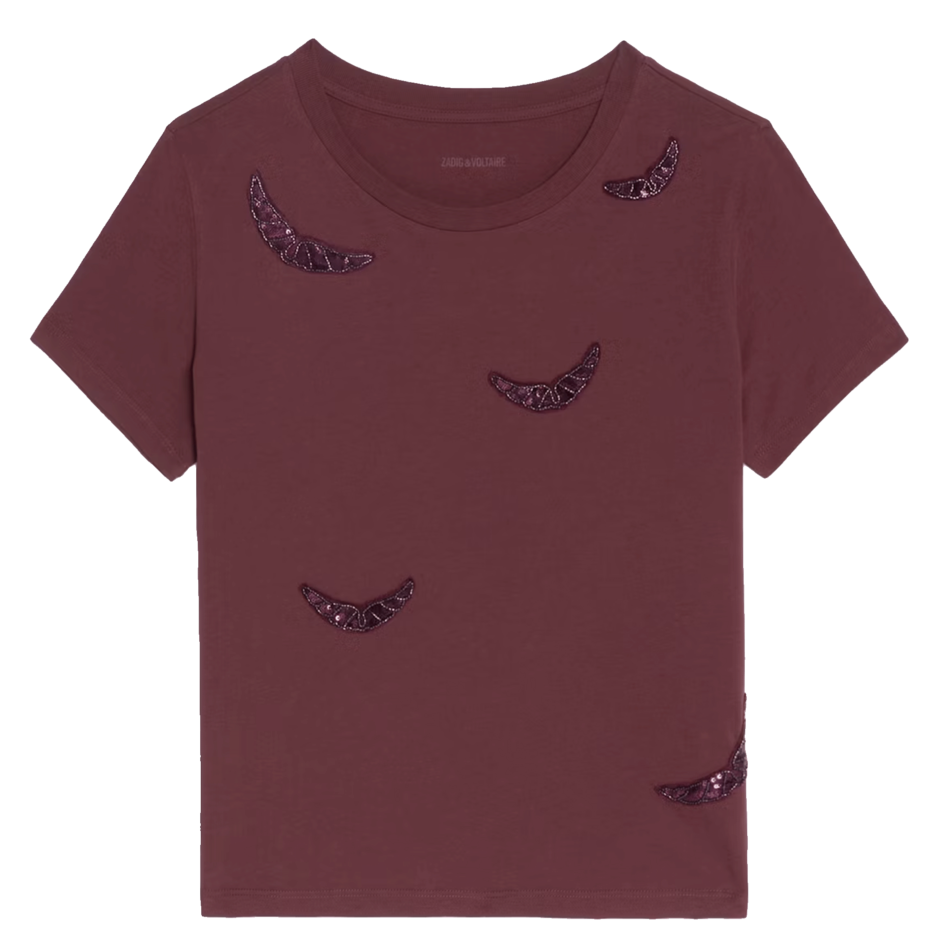 Tee-shirt droit col rond en coton ZADIG&VOLTAIRE Violet