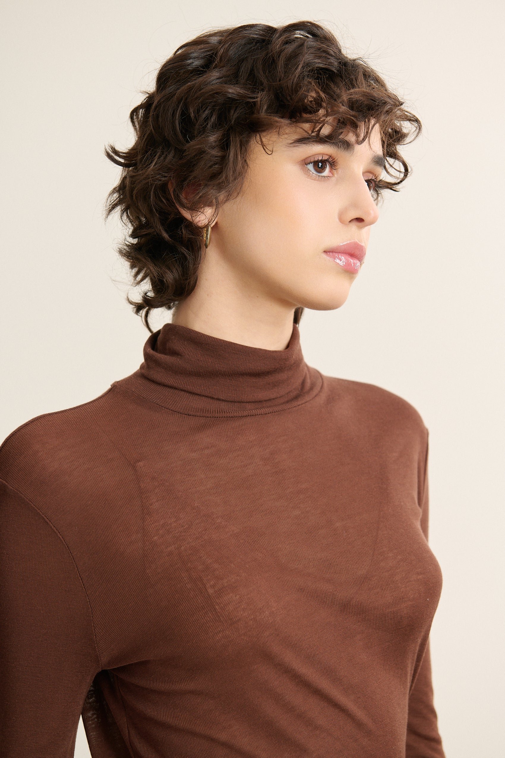 T-shirt col montant manches longues GARANCE PARIS Beige