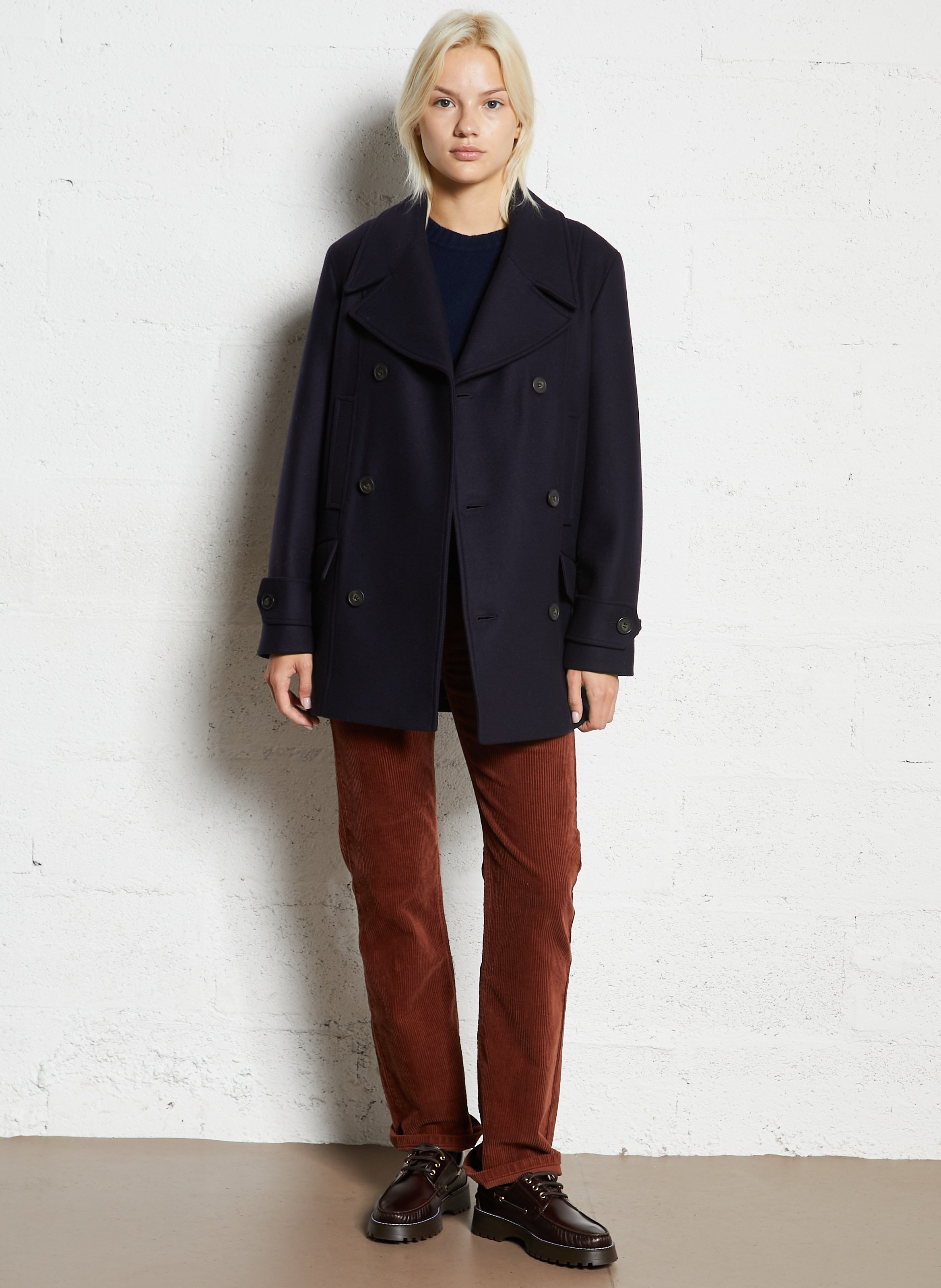 Oversized wool-blend coat with tailored collar MAISON 123 Blue