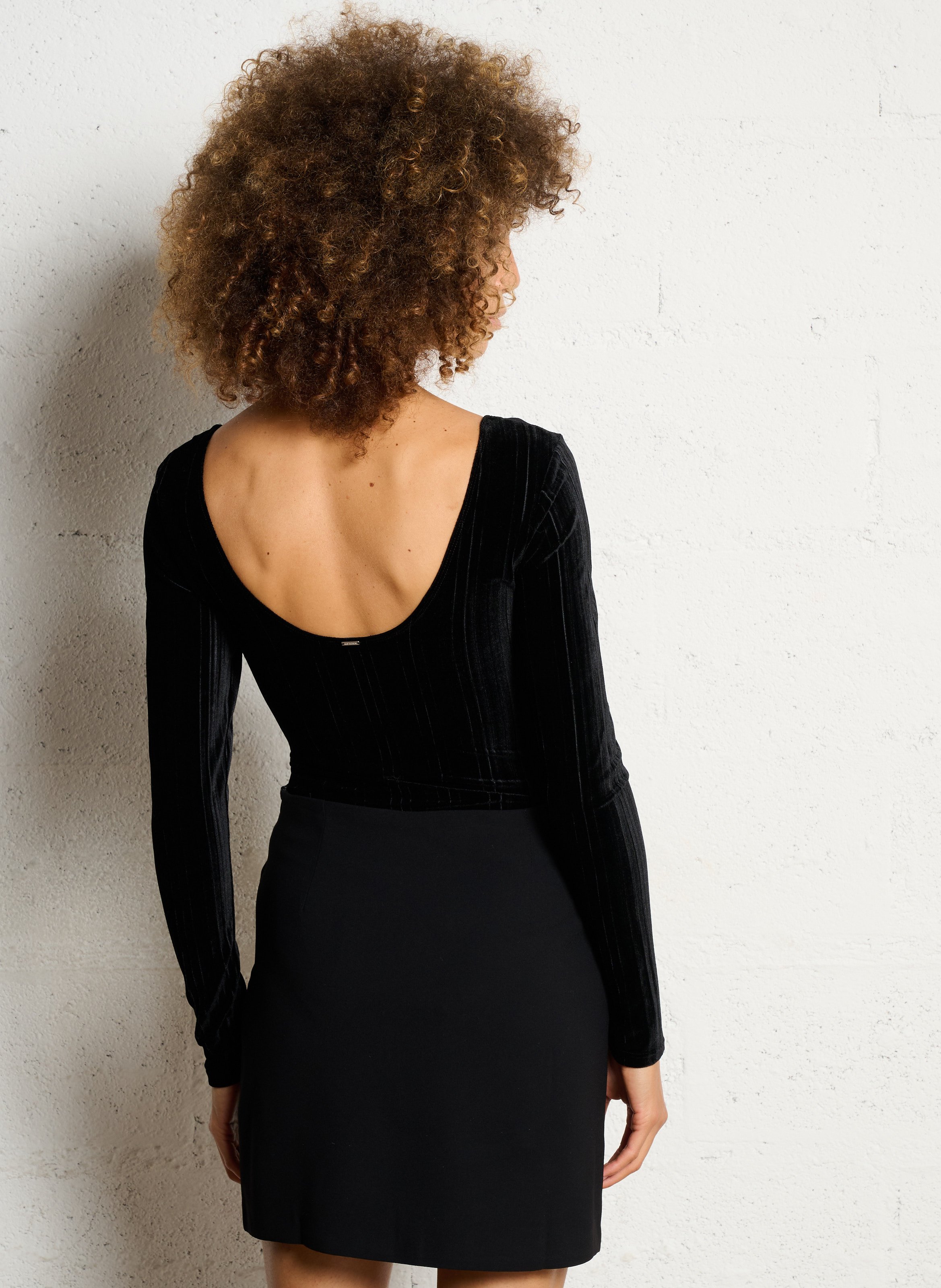 Round-neck velour bodysuit IKKS Black