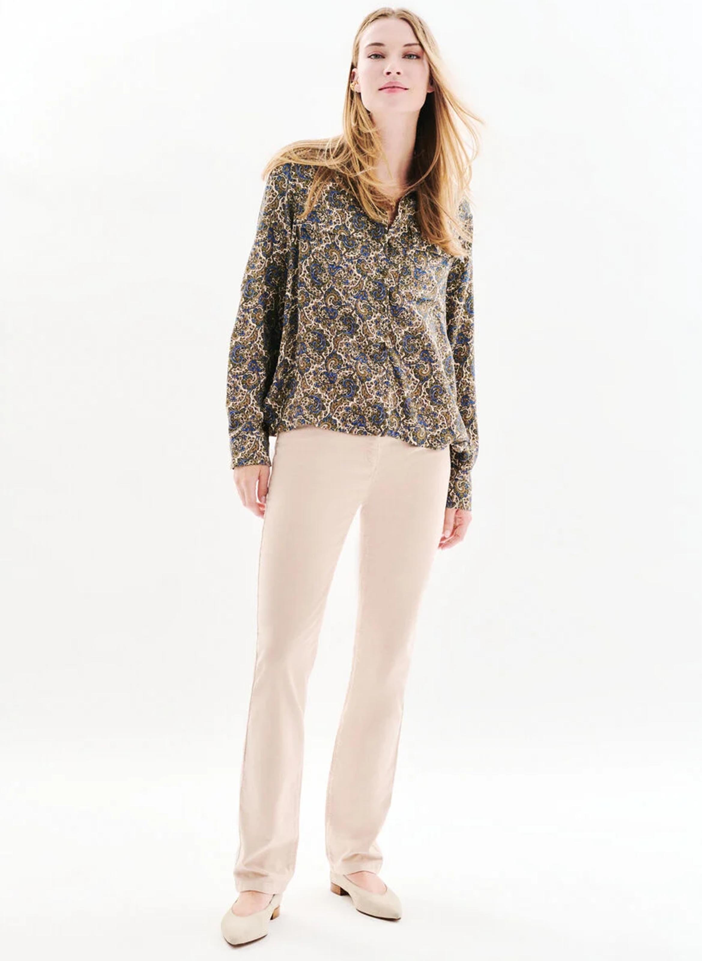 Straight printed shirt with classic collar CAROLL Beige