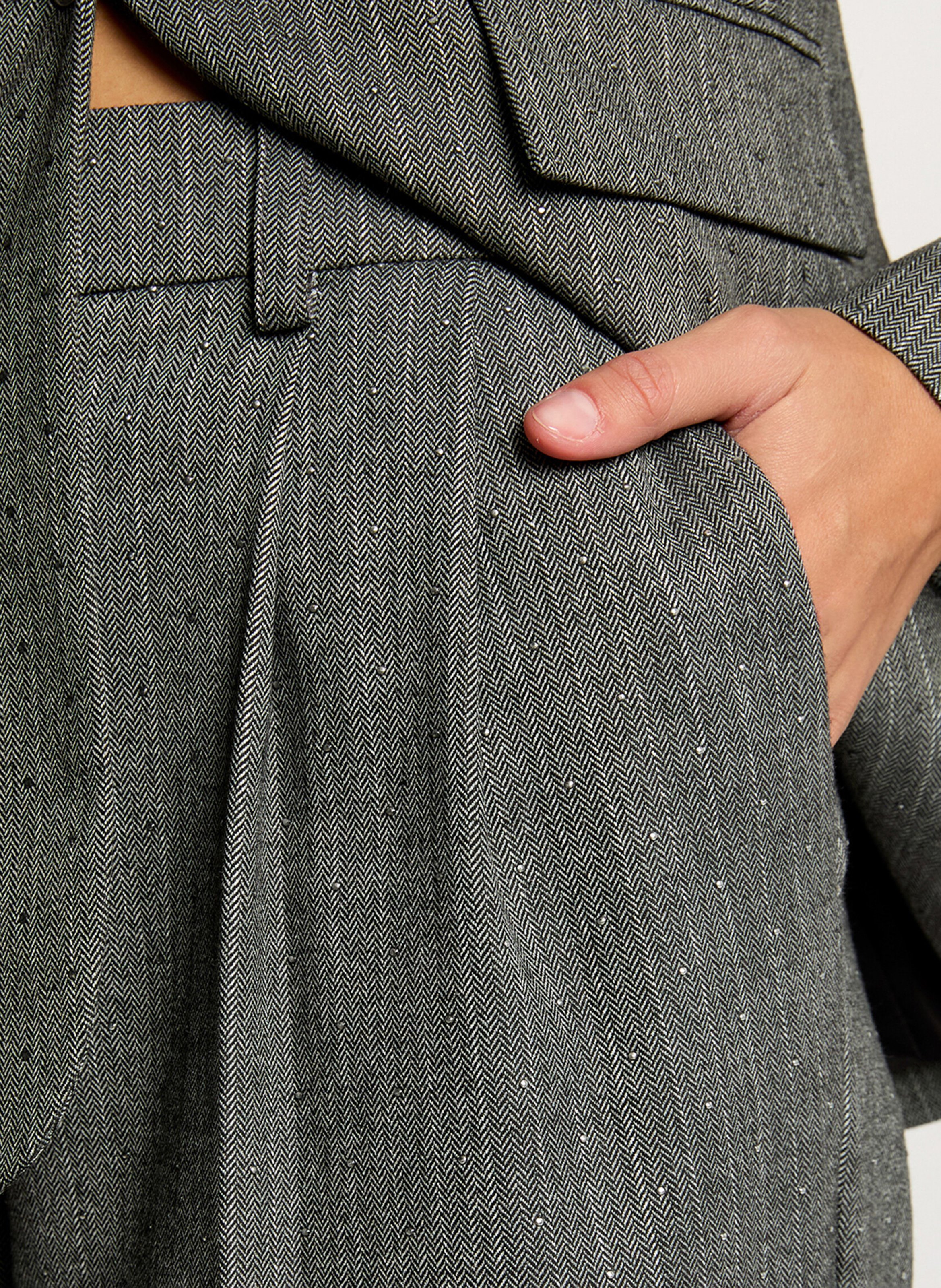 Broek met studs en plooien met patroon MORGAN Grijs