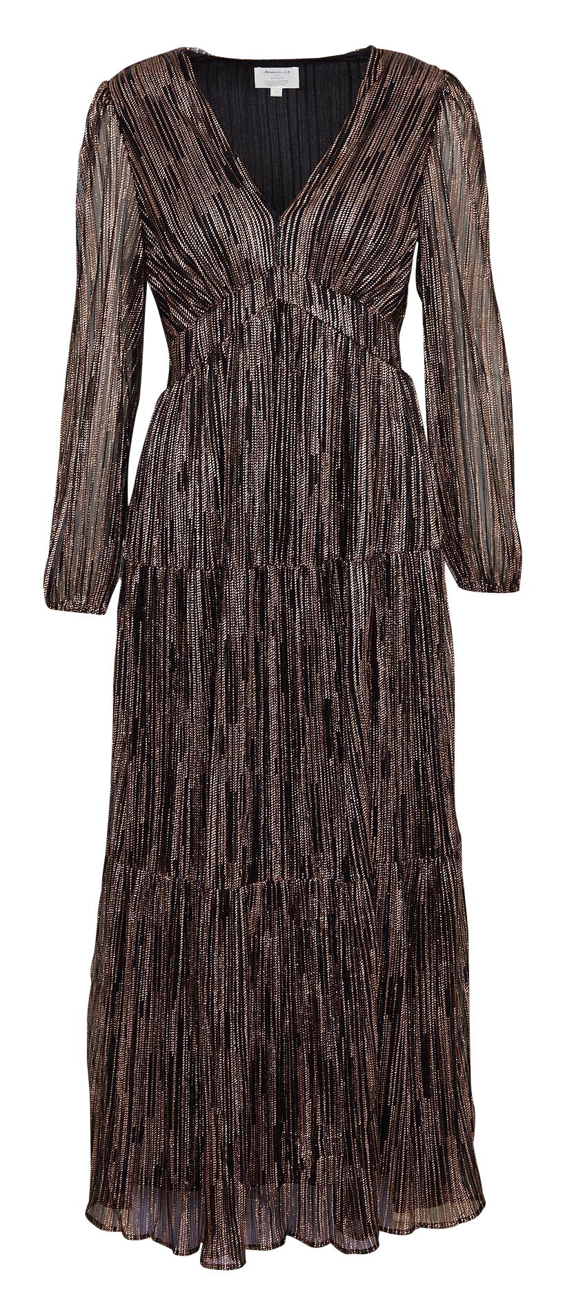 Long glittery V-neck dress MAISON 123 Brown