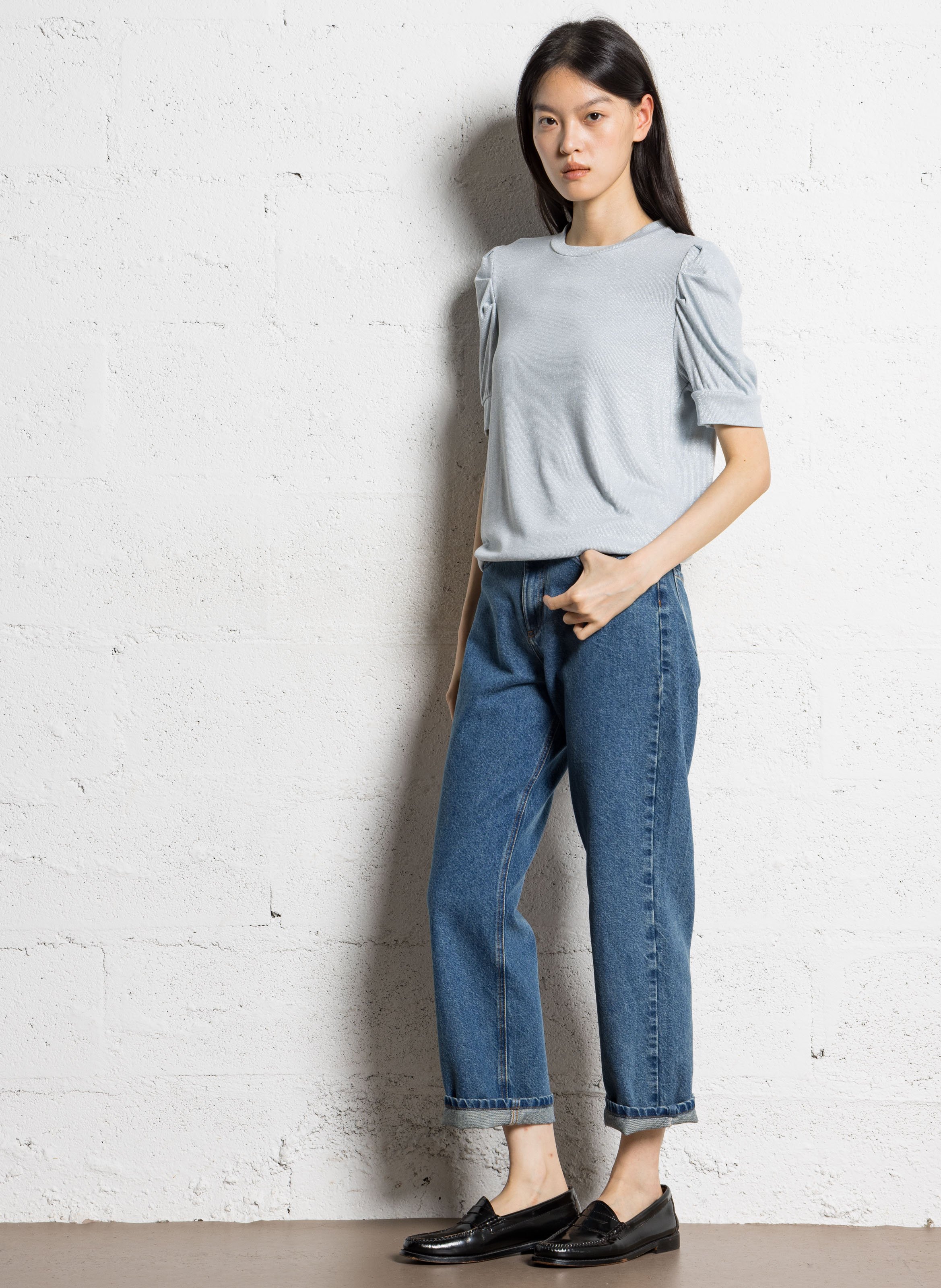 Round neck straight fit sequined sweater IKKS Blue