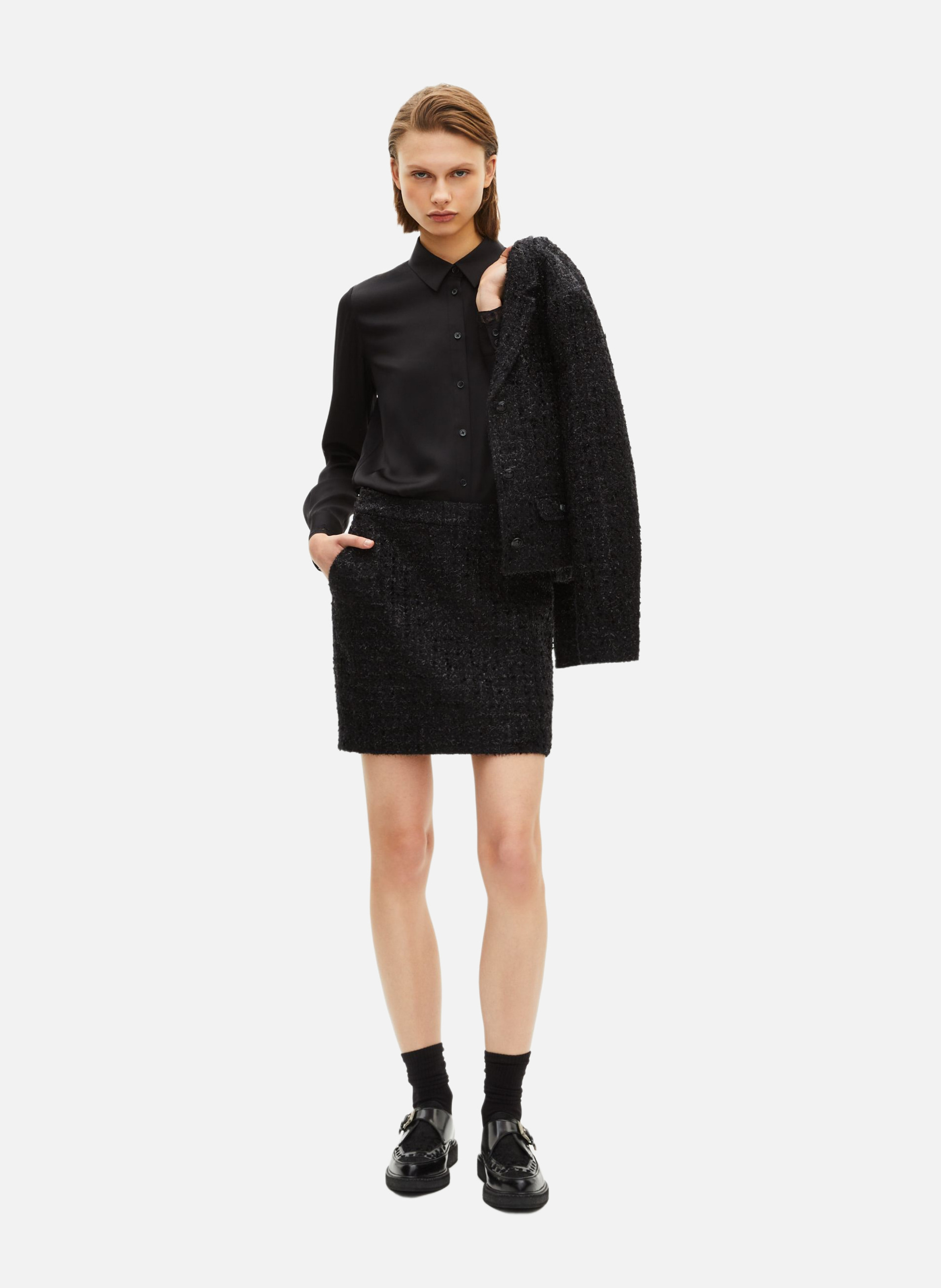 Short skirt in shiny tweed THE KOOPLES Black