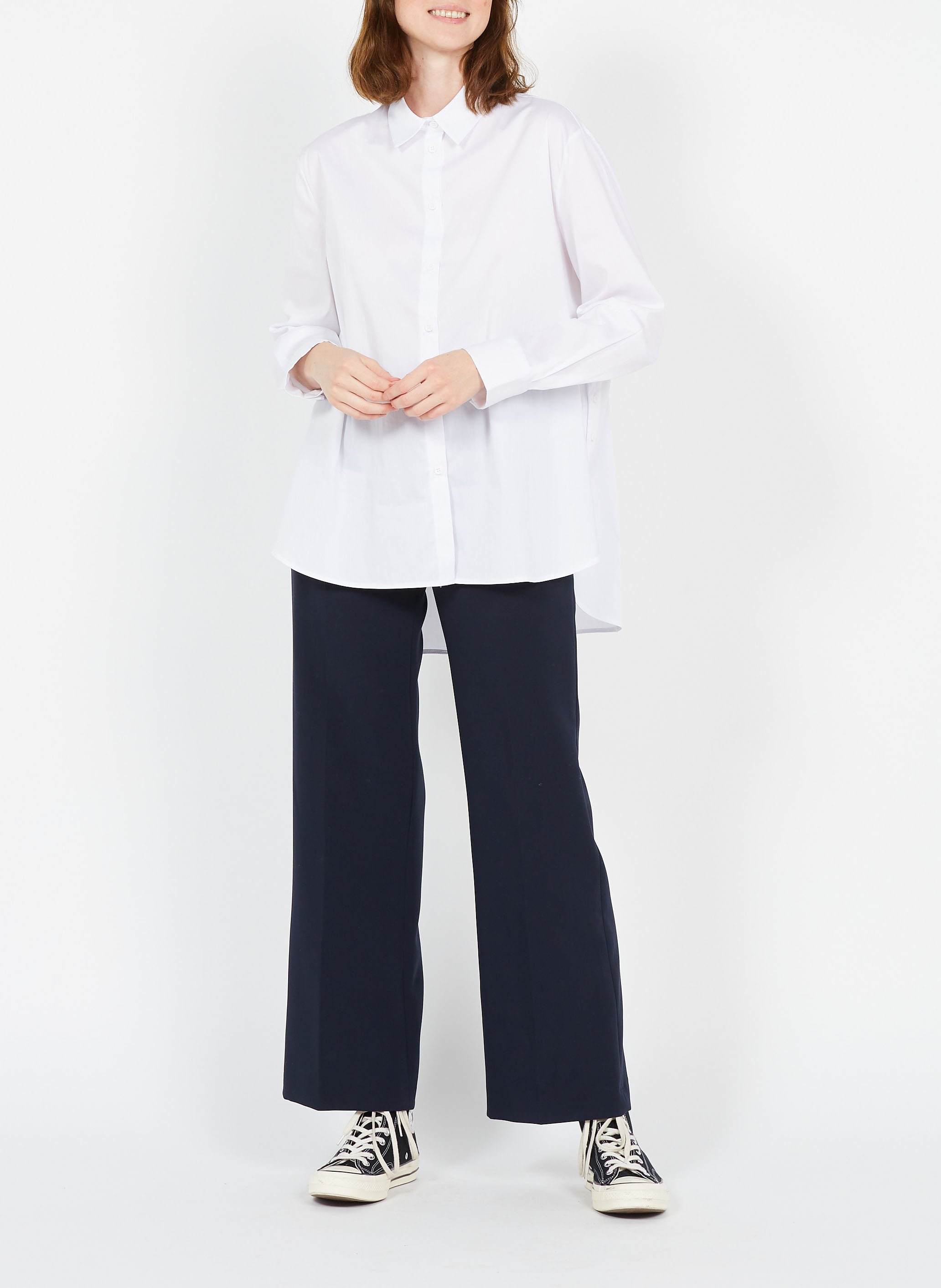 Cotton-blend shirt with classic collar IMPERIAL White