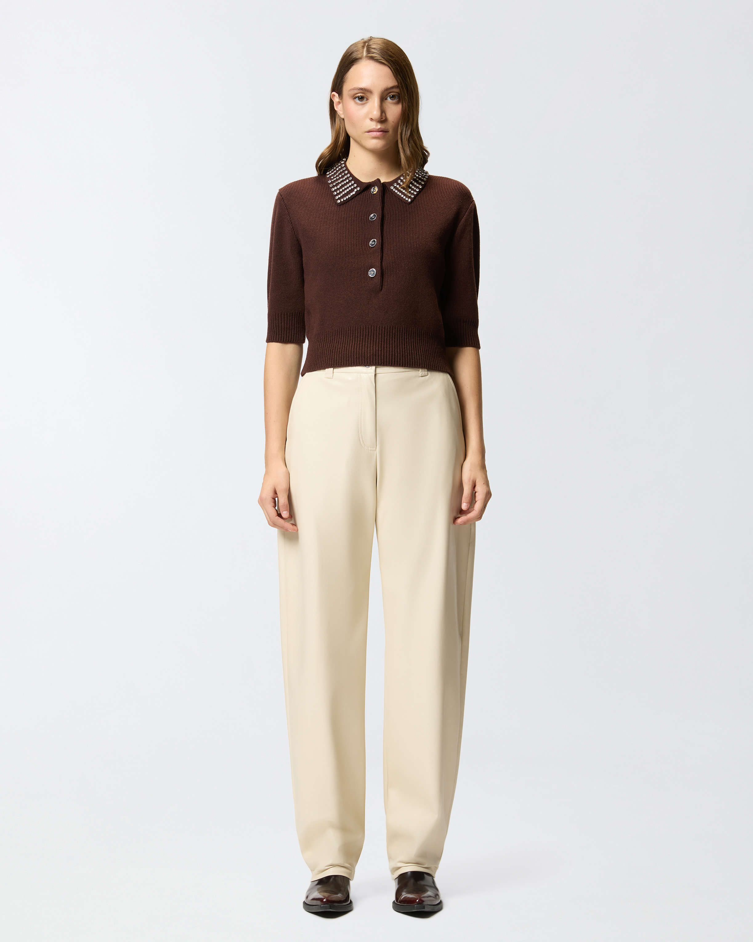 Polo-style sweater PINKO Brown