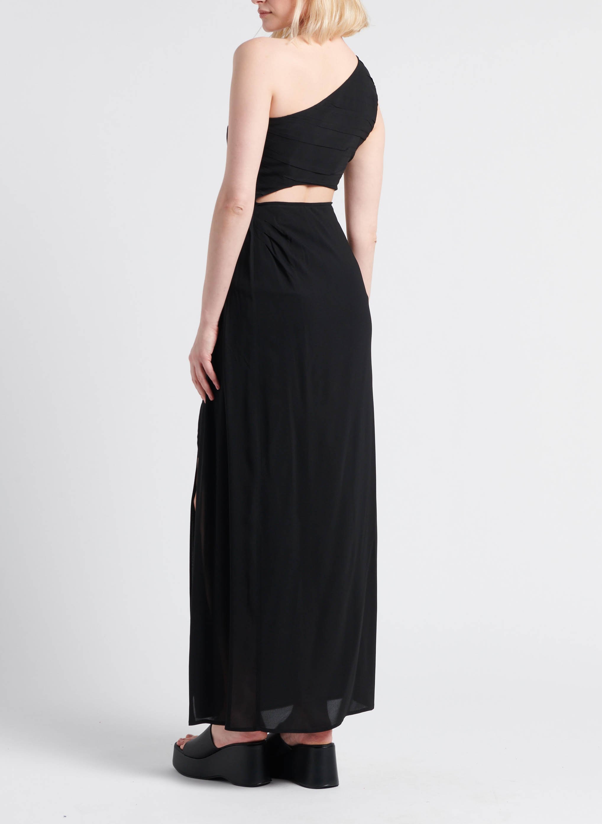 Long dress with asymmetric collar MARGAUX LONNBERG Black
