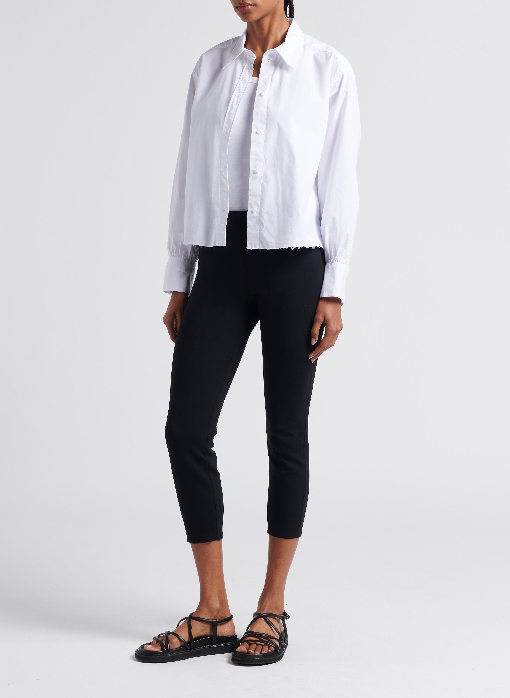 High-waisted cropped leggings THEORY Black