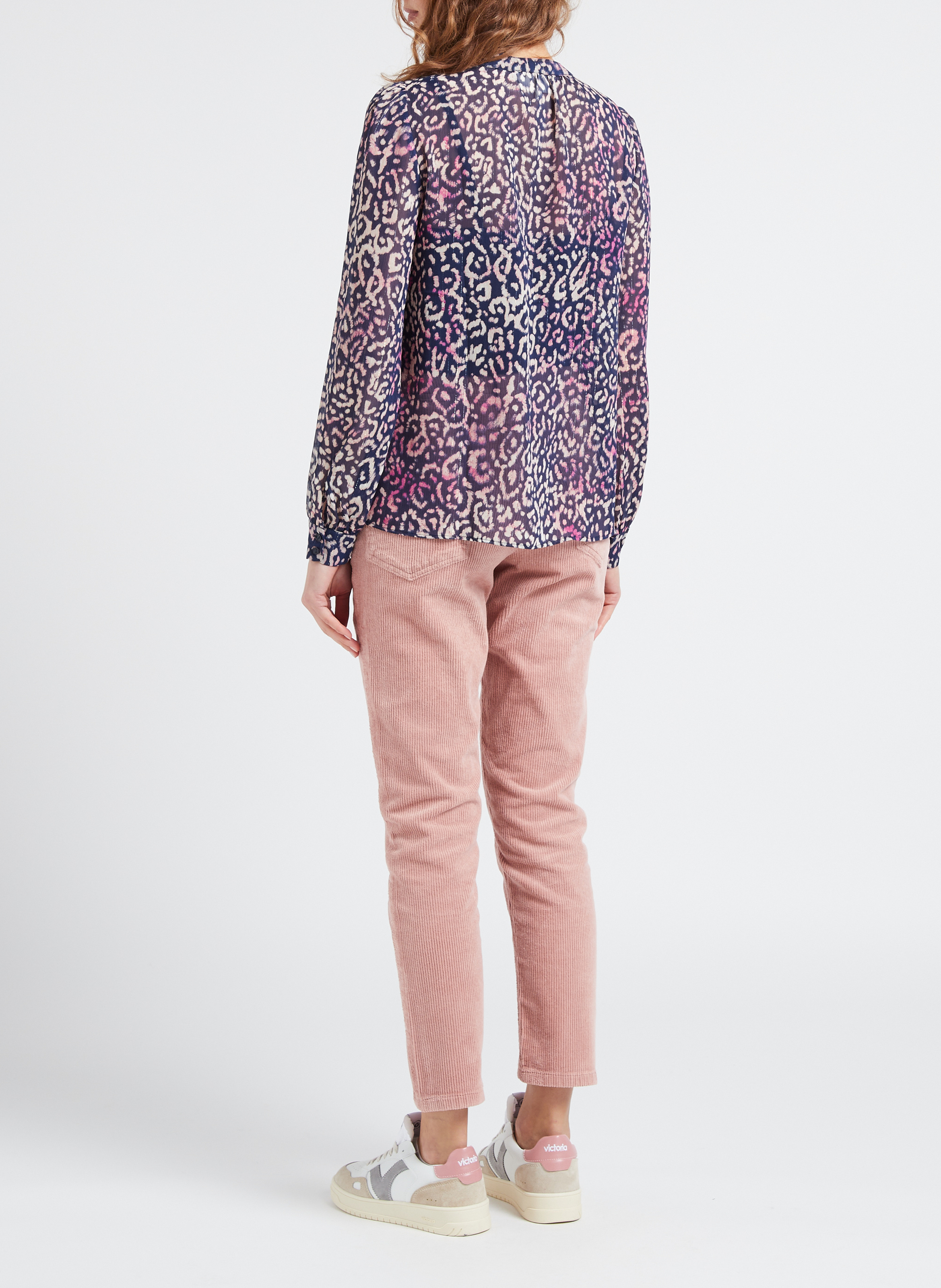 Gerade geschnittene Hose aus Stretch-Baumwollcord SUD EXPRESS Rosa