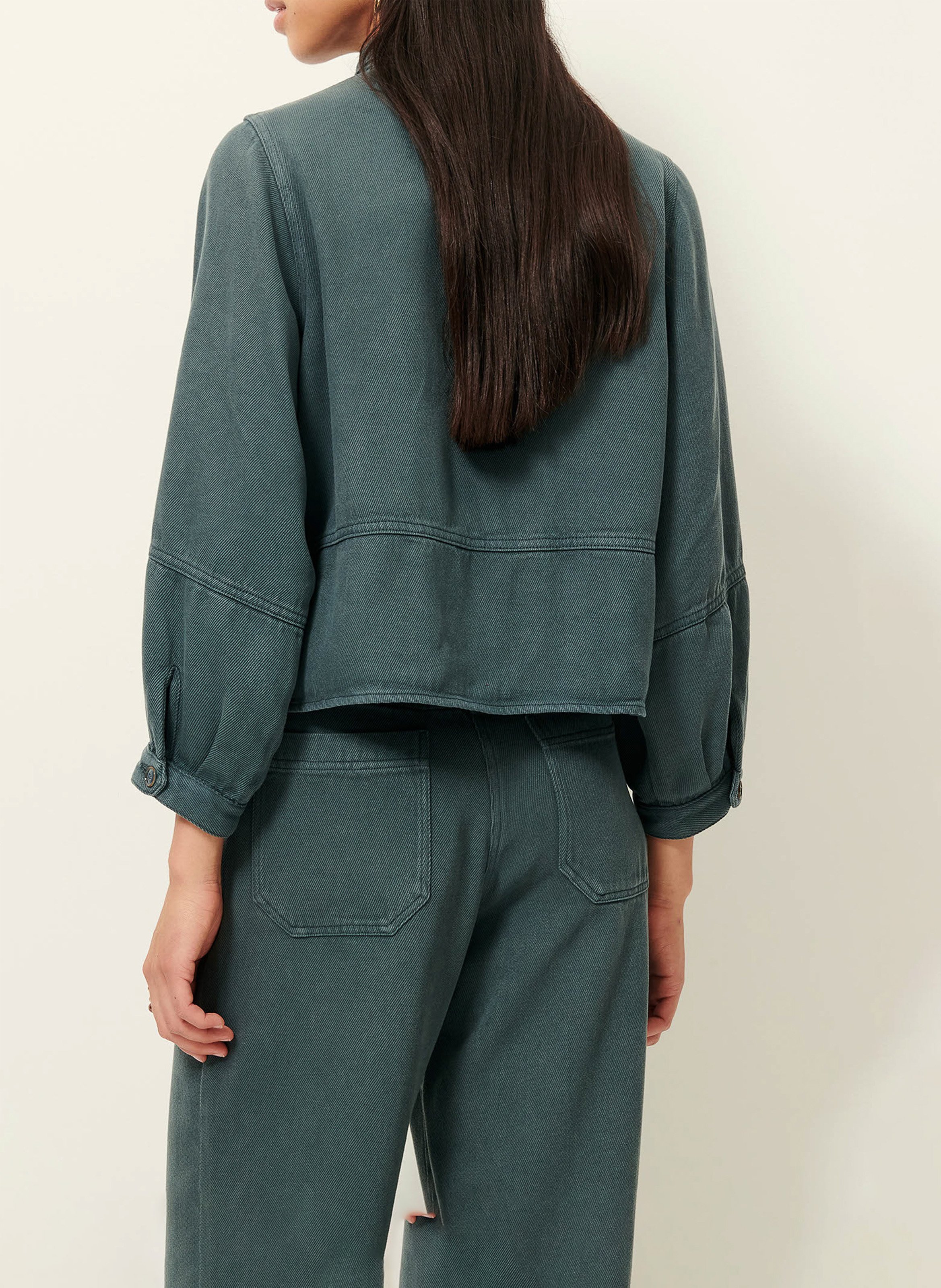 Classic-collar denim jacket SESSUN Green