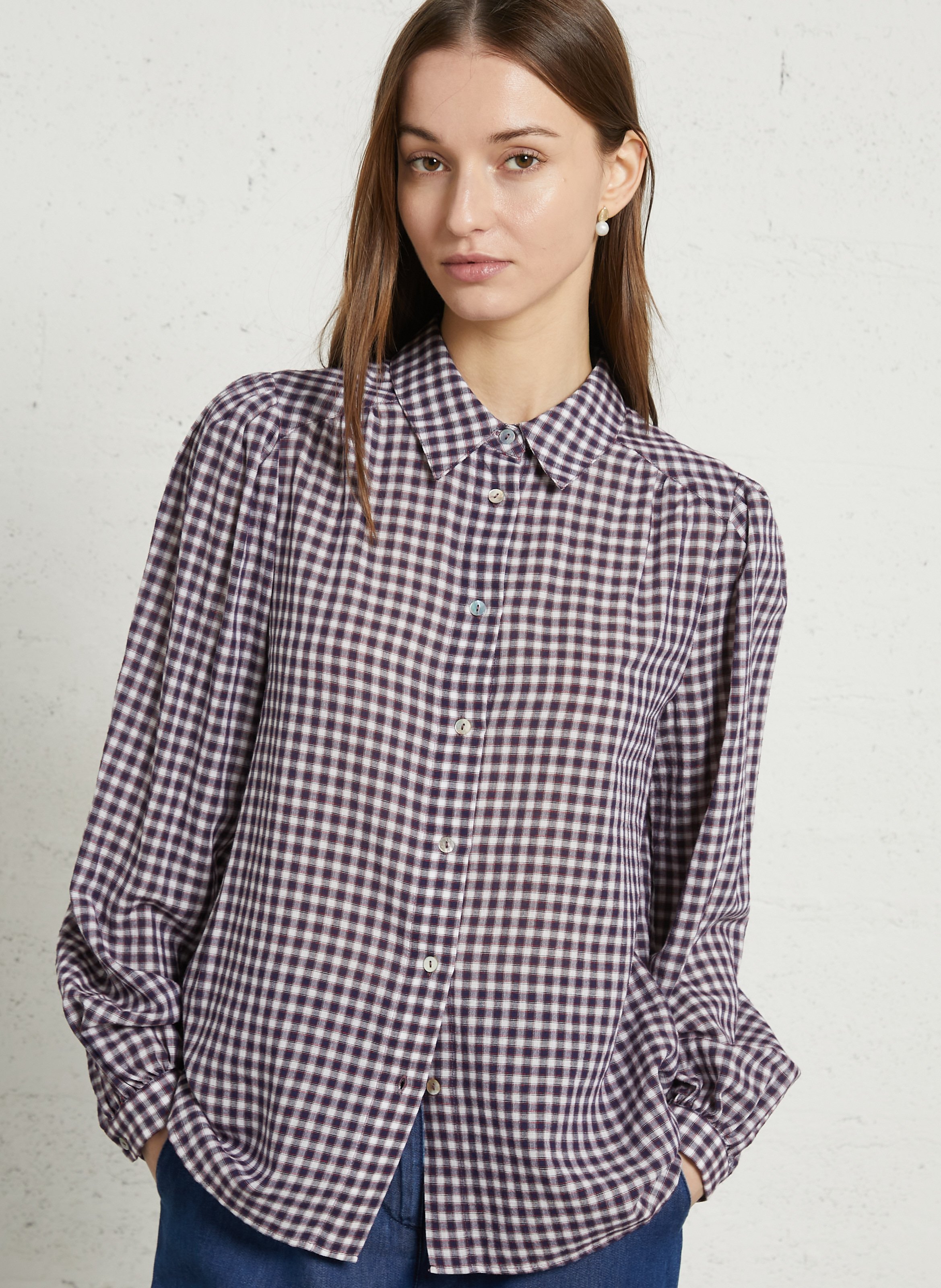 Chemise droite col classique à carreaux MAISON 123 Rouge