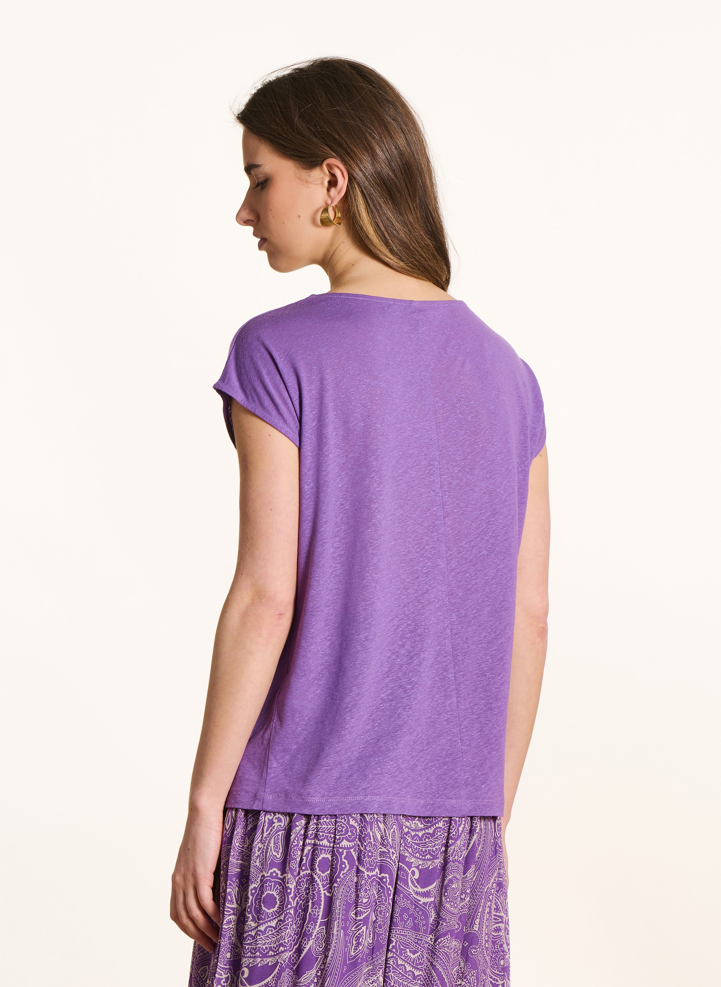 Tee-shirt oversize col rond LA FEE MARABOUTEE Violet