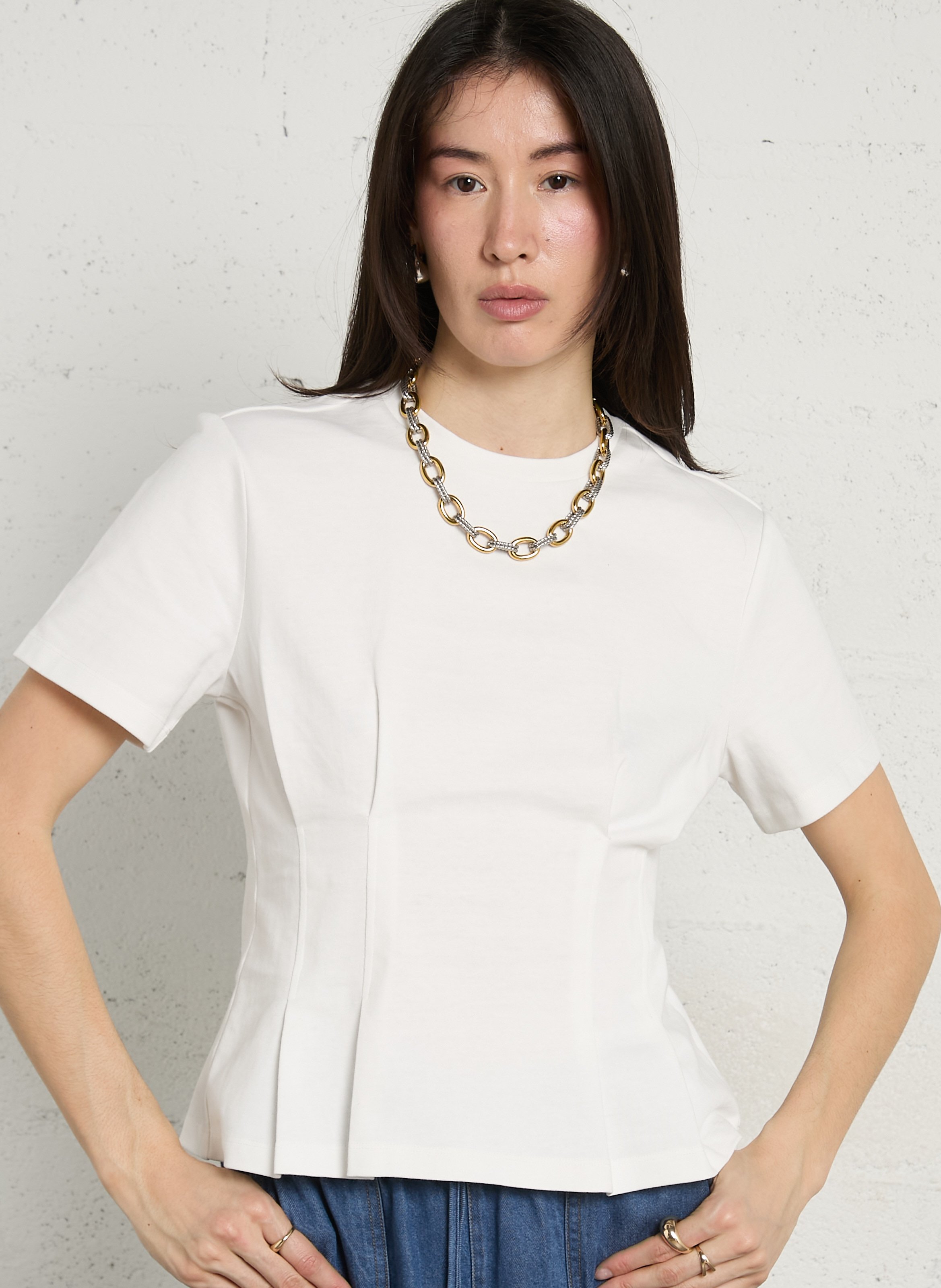 Getailleerd T-shirt van katoen BERENICE Wit