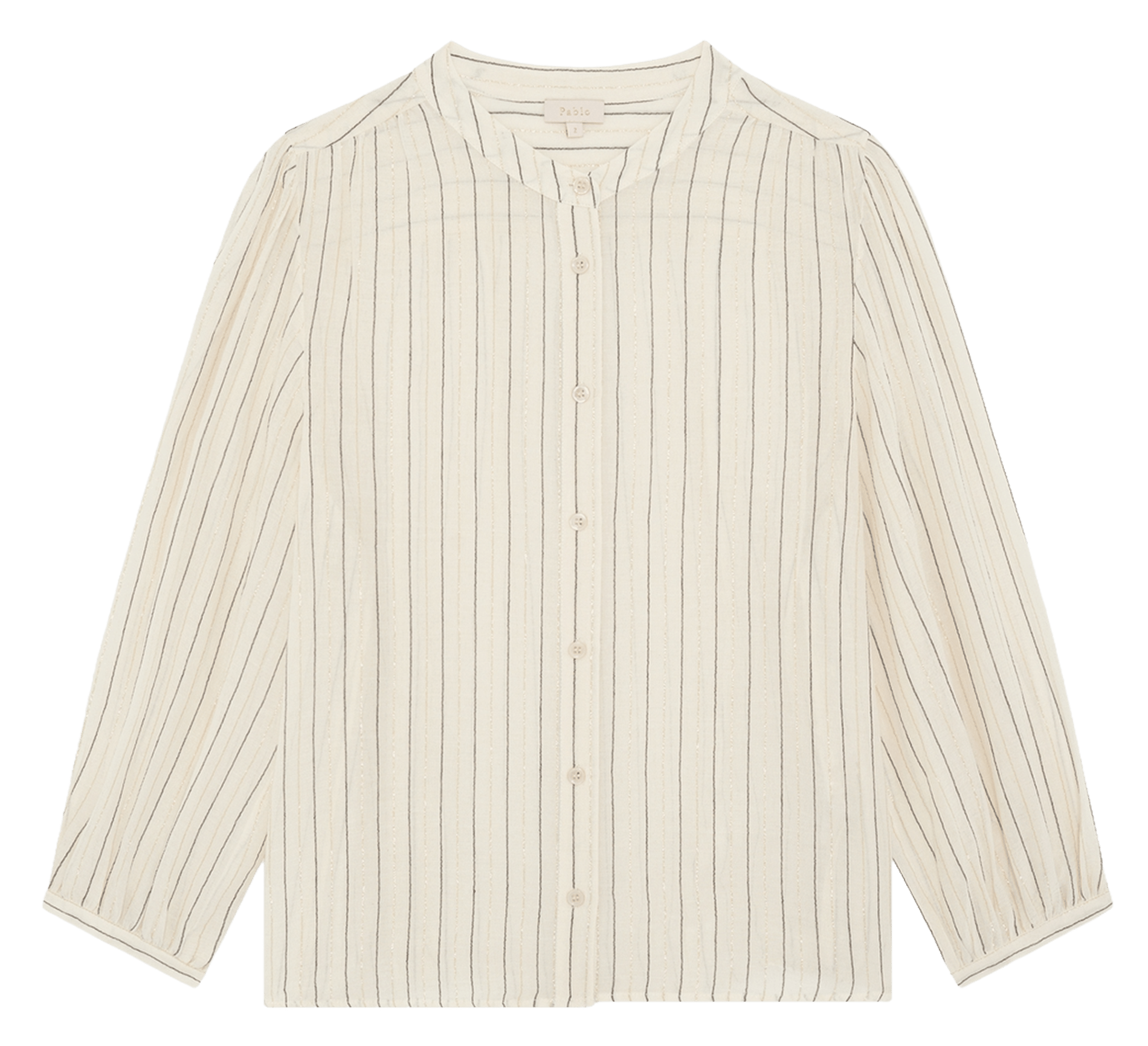 Rechte blouse met Maokraag | katoenblend PABLO Beige