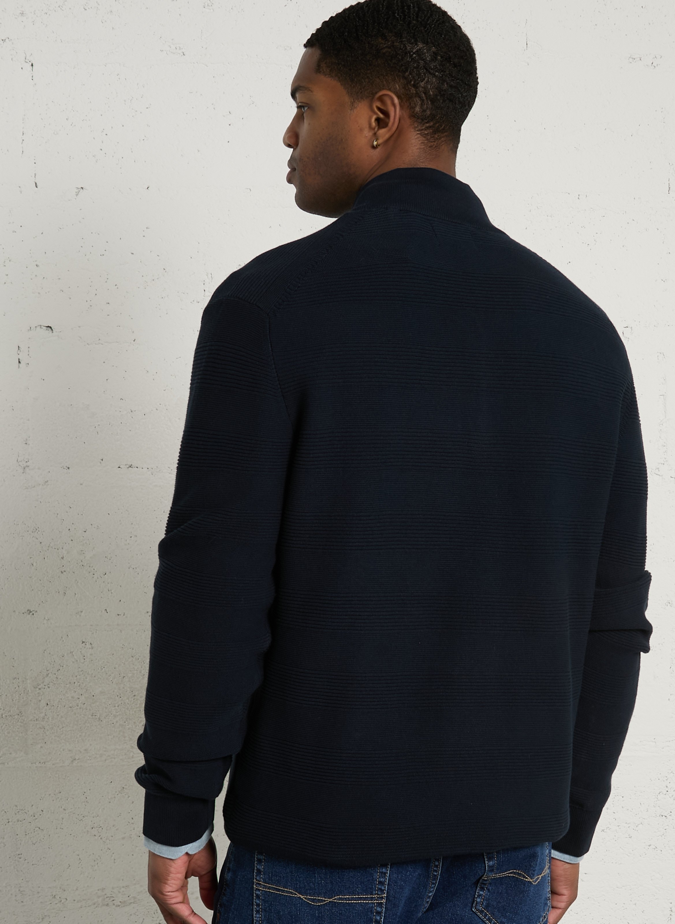 Pull droit col camionneur en coton GANT Bleu