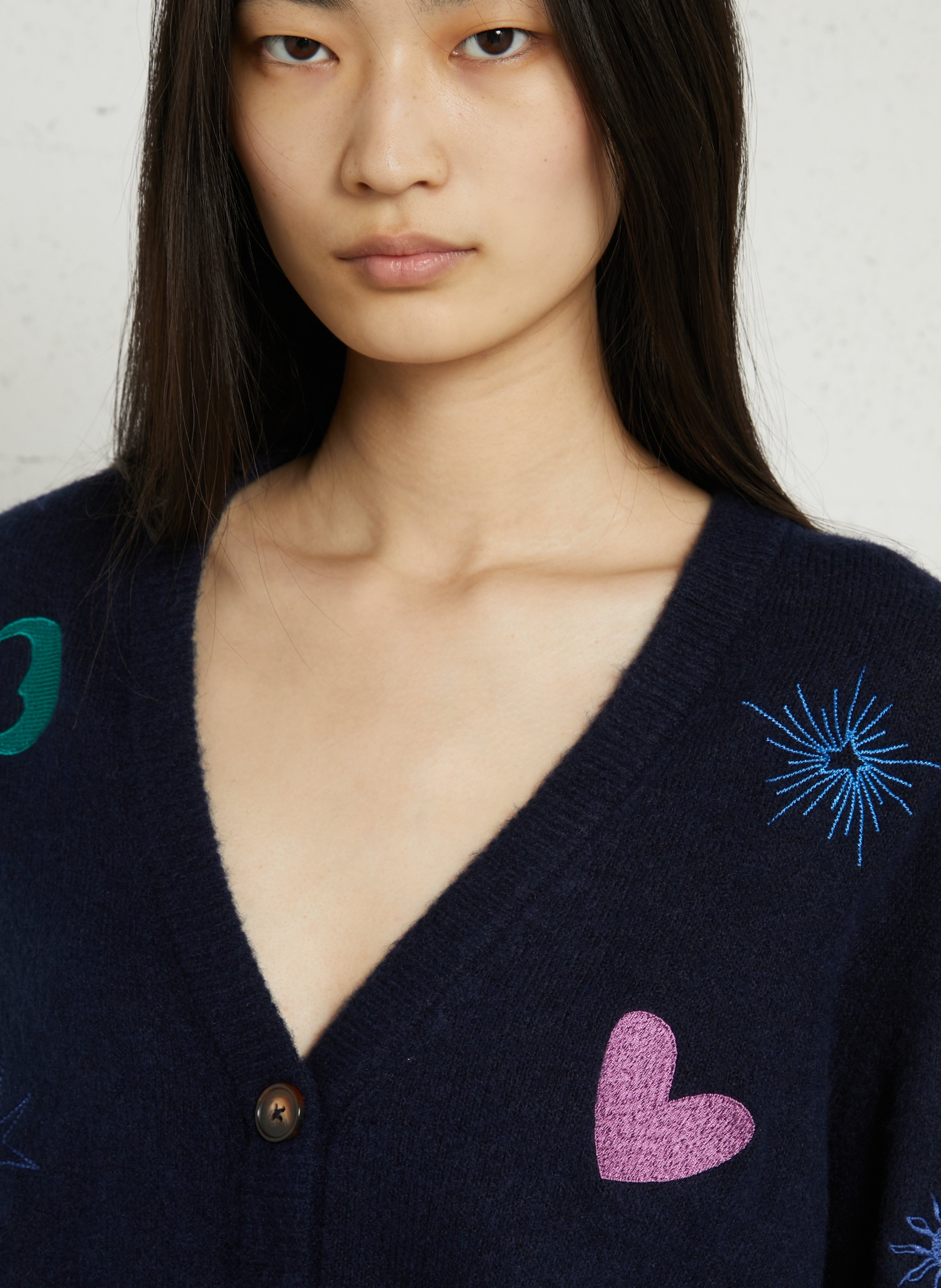 Gilet long oversize col V LA PETITE ETOILE Bleu