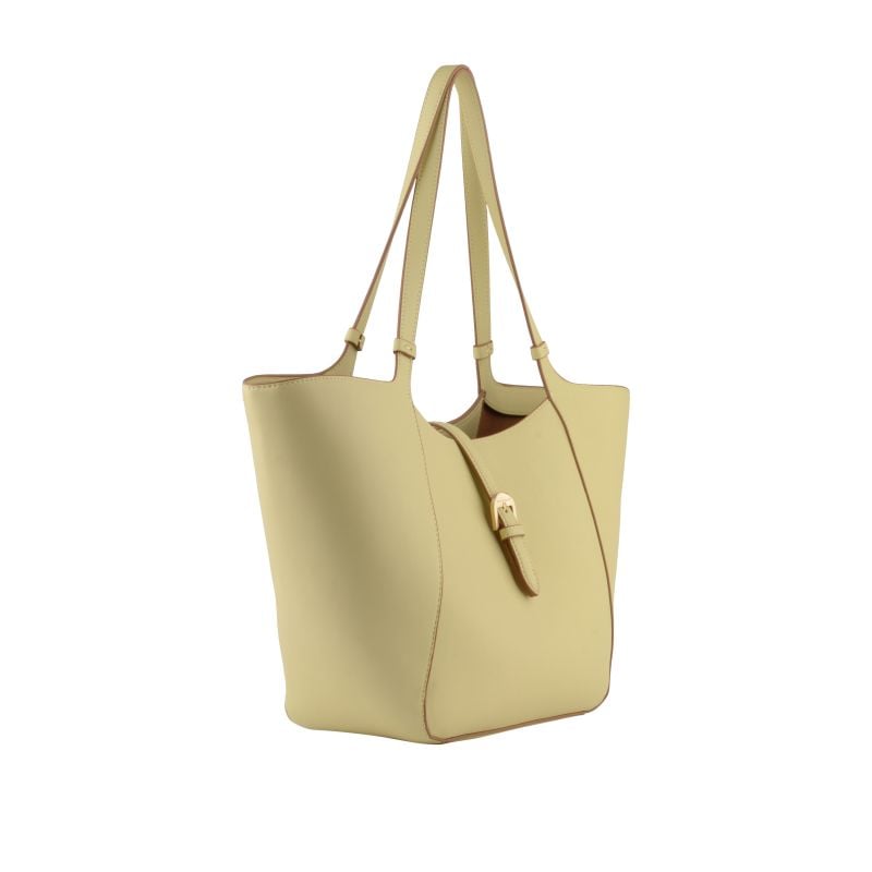 Calfskin leather shoulder bag POURCHET Yellow