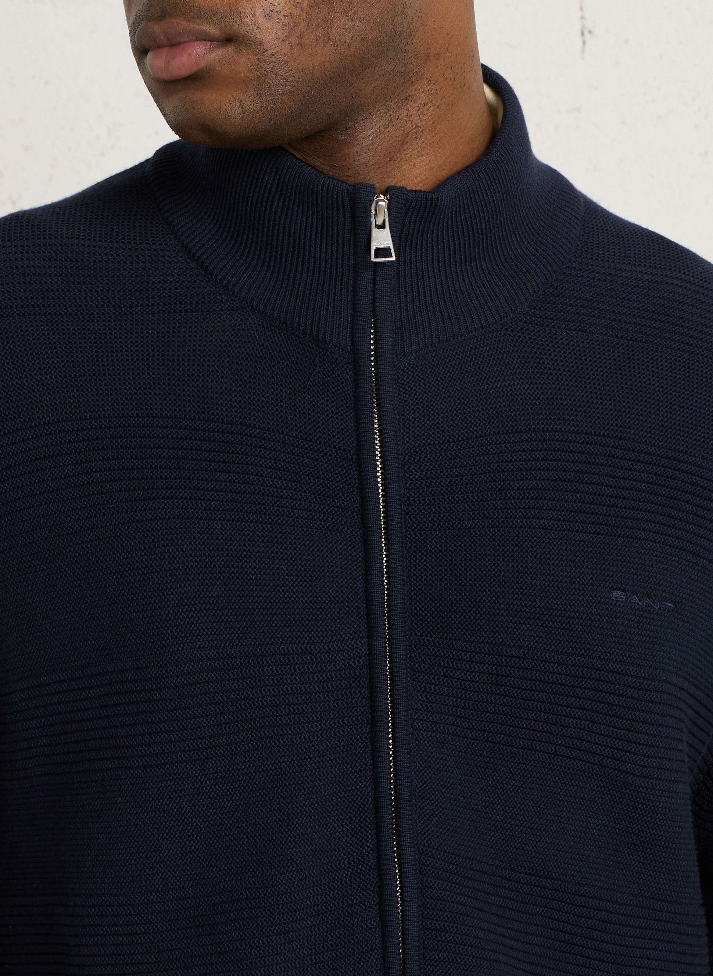 Gilet droit en coton bio et coton GANT Bleu