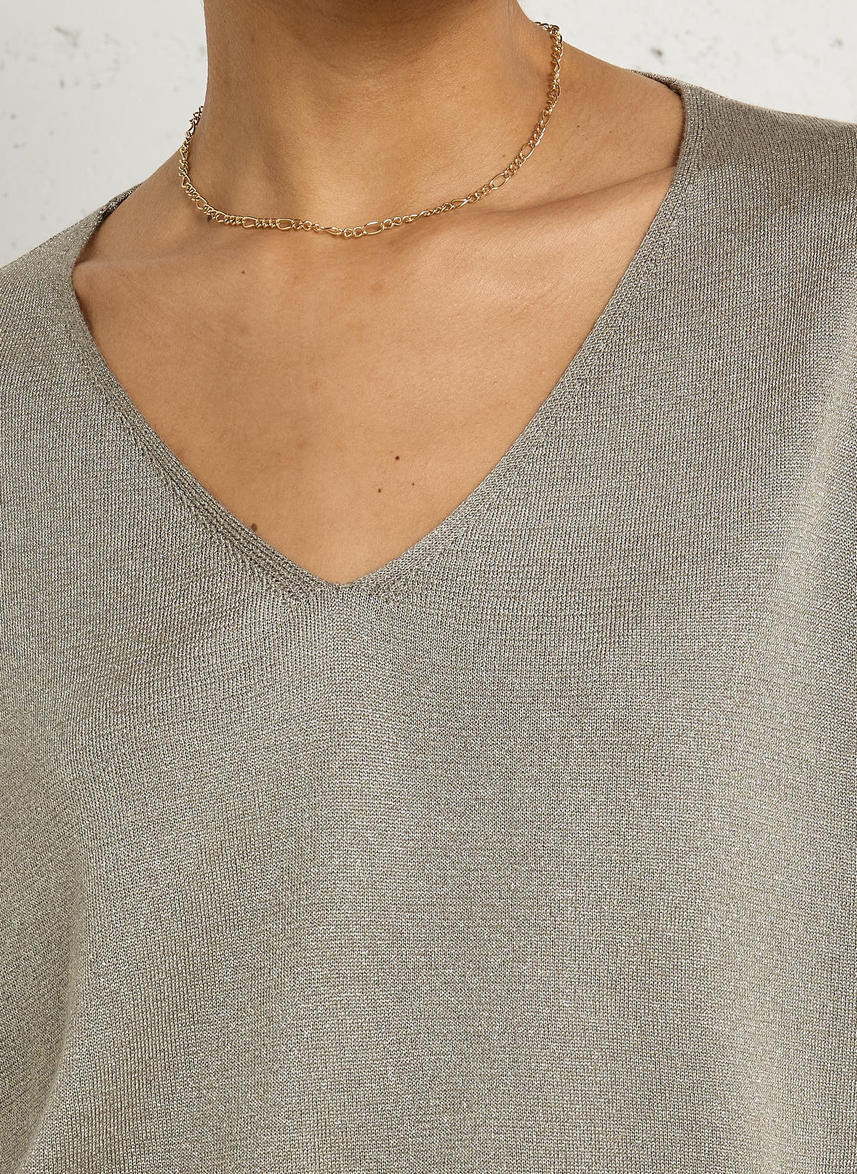 Oversized V-hals trui met pailletten SUD EXPRESS Groen