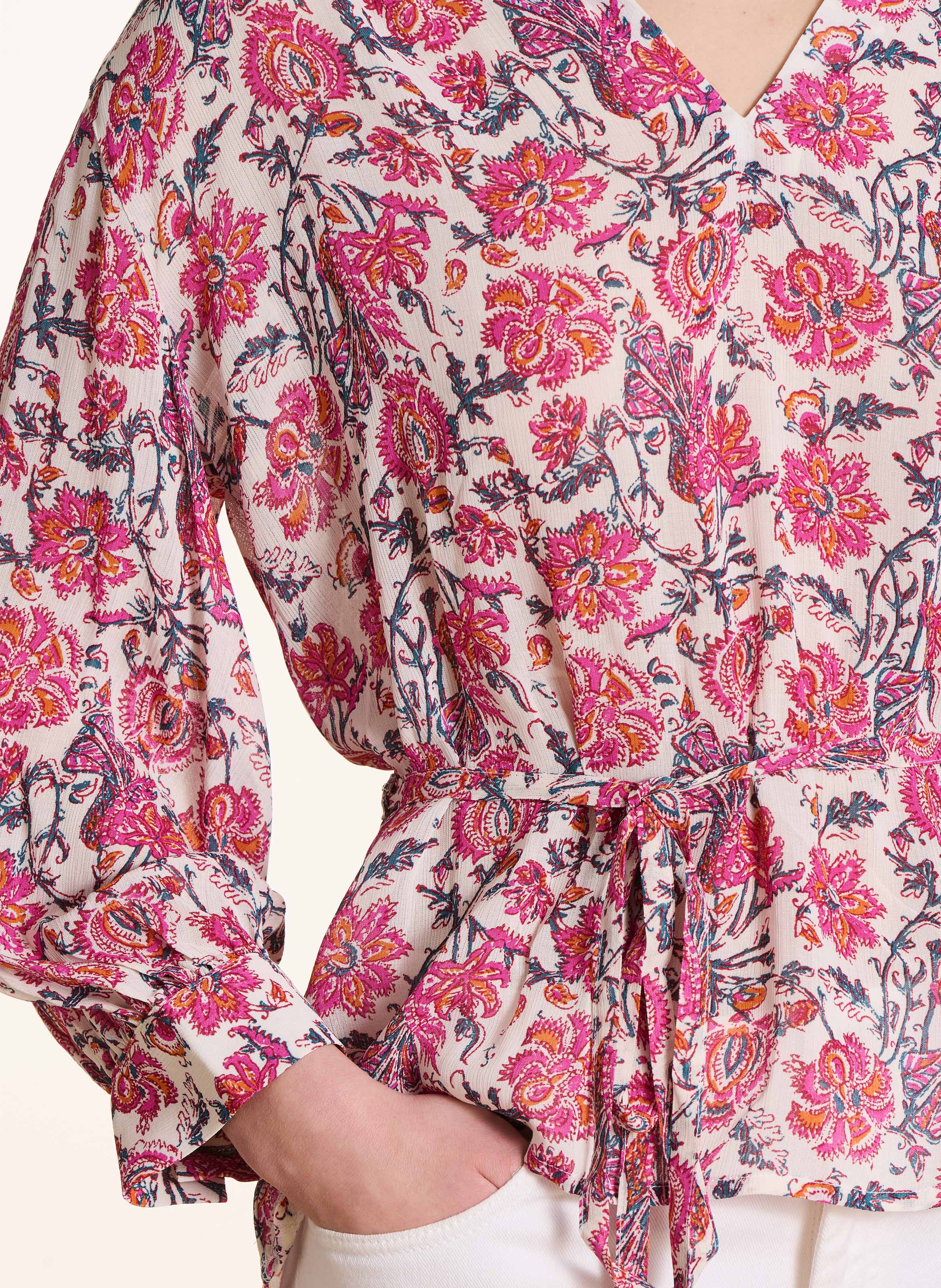 Henley-Bluse mit Blumenprint LA FEE MARABOUTEE Rosa