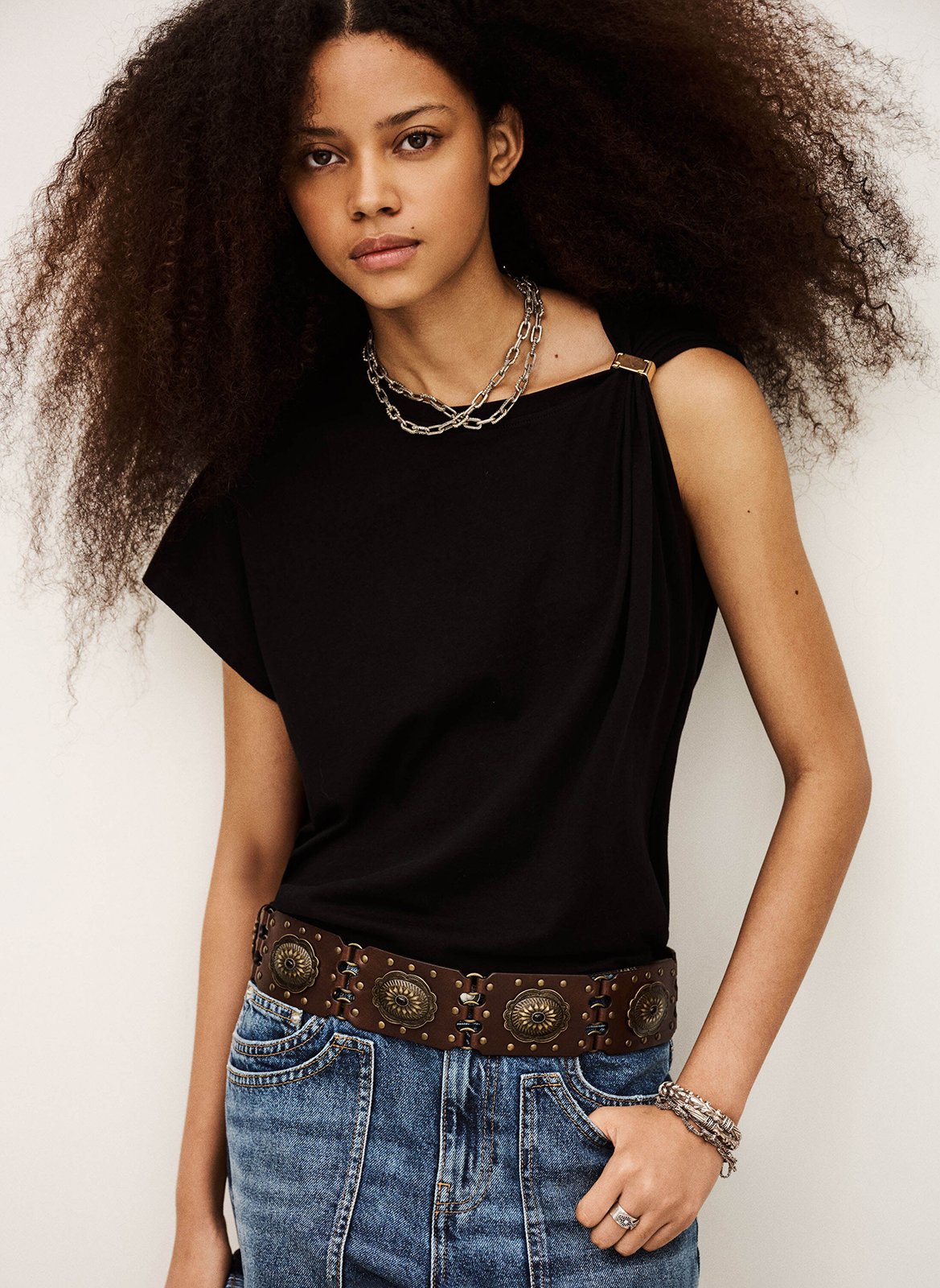 Effen top met lange mouwen en ronde hals BA&SH